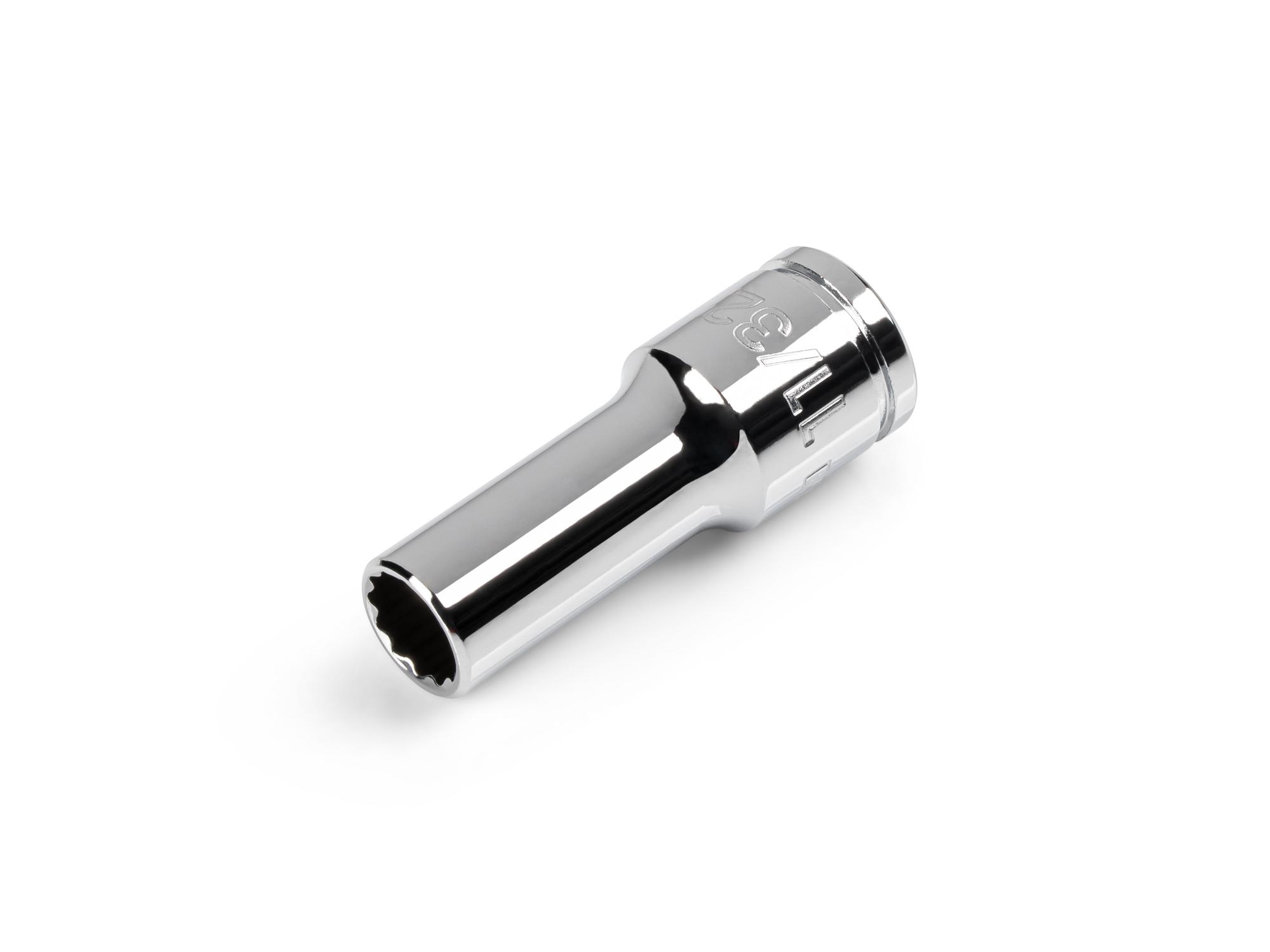 Front-right angle view of Tekton hand drive 12-point socket. Item #SHD14209