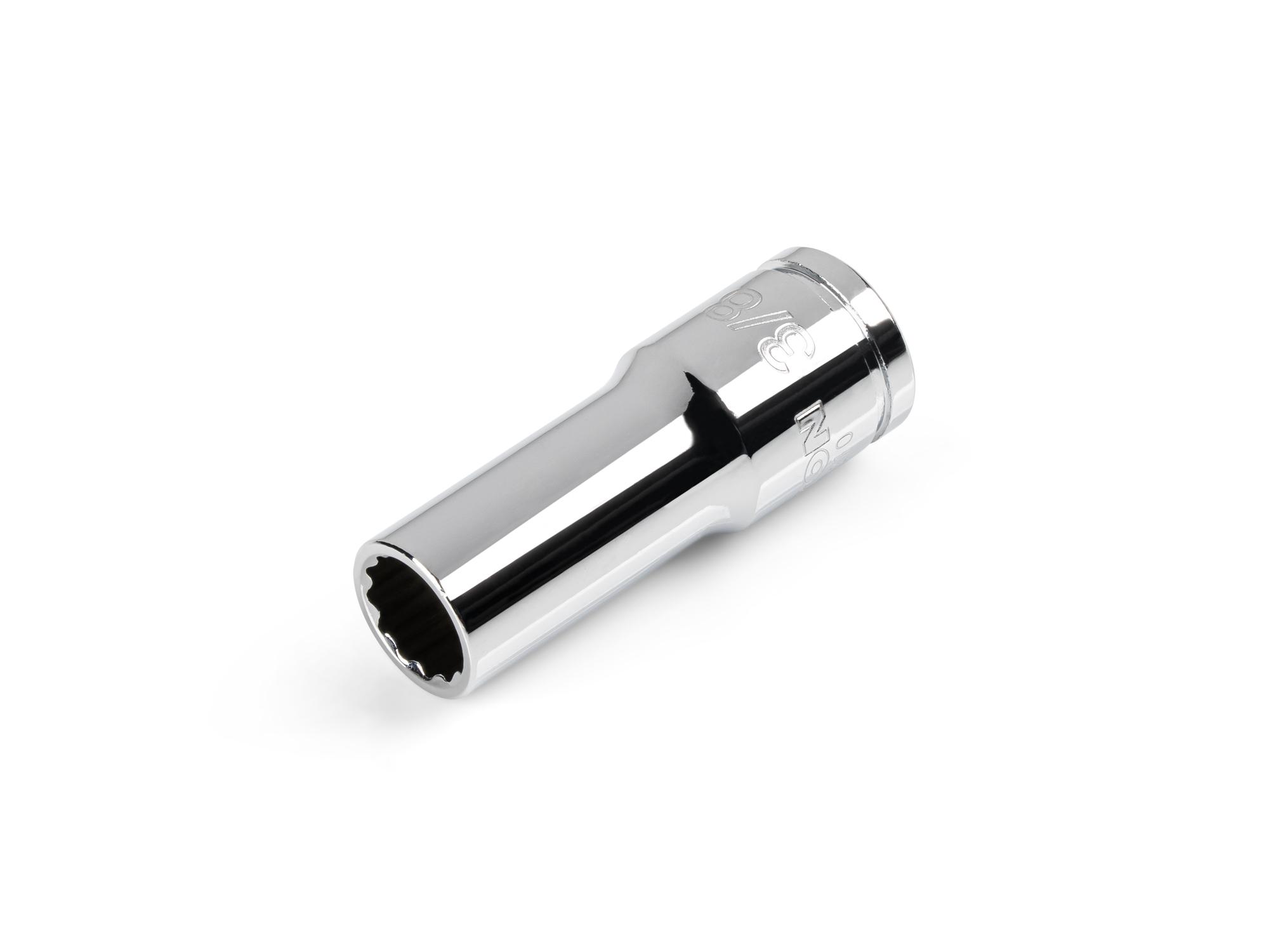 Front-right angle view of Tekton hand drive 12-point socket. Item #SHD14210