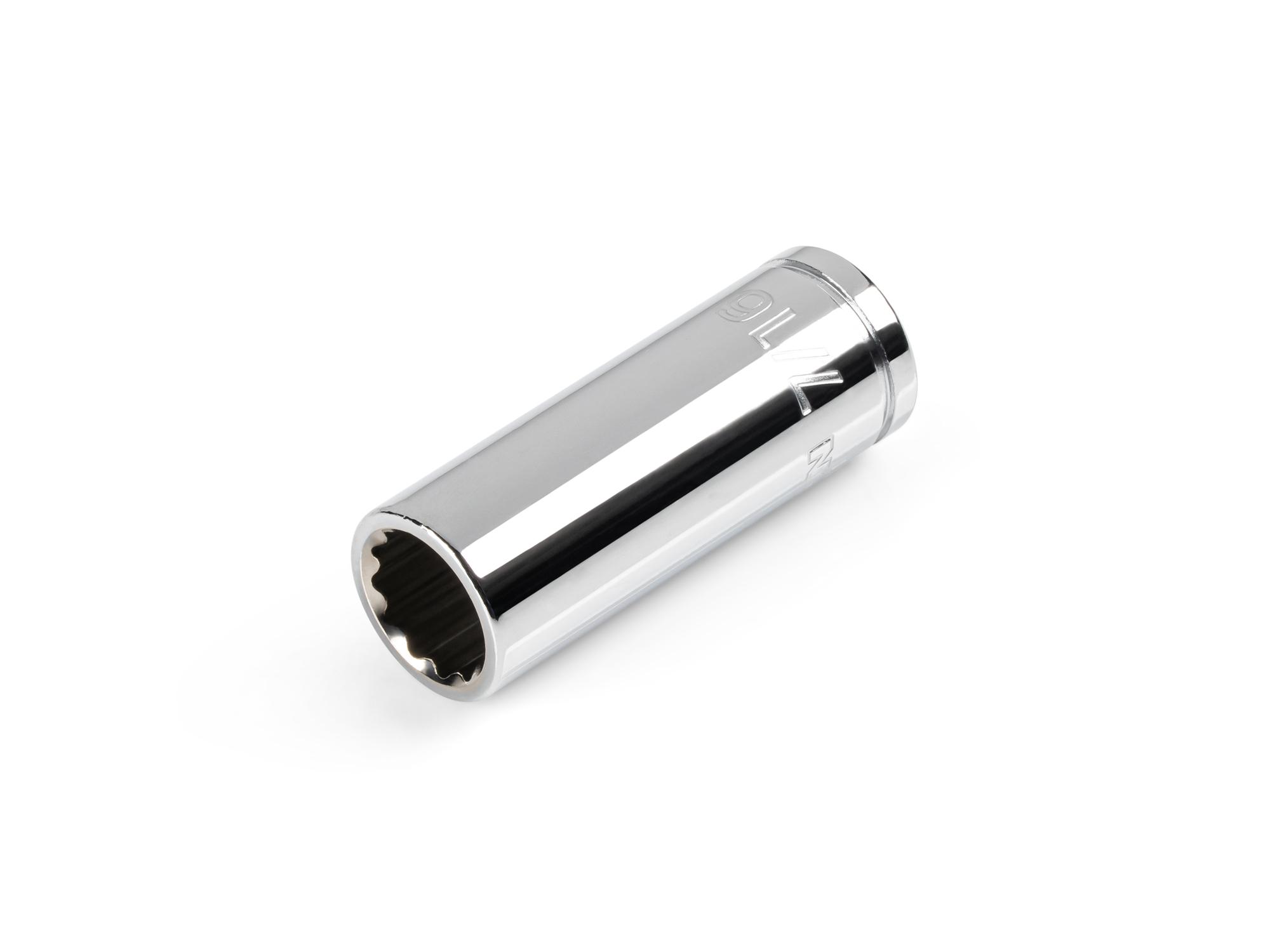 Front-right angle view of Tekton hand drive 12-point socket. Item #SHD14211