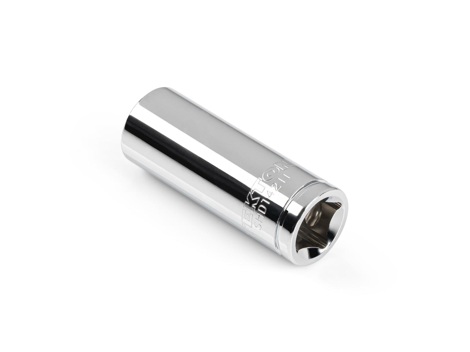 Back angle view of Tekton 7/16 inch hand drive 12-point socket. Item #SHD14211