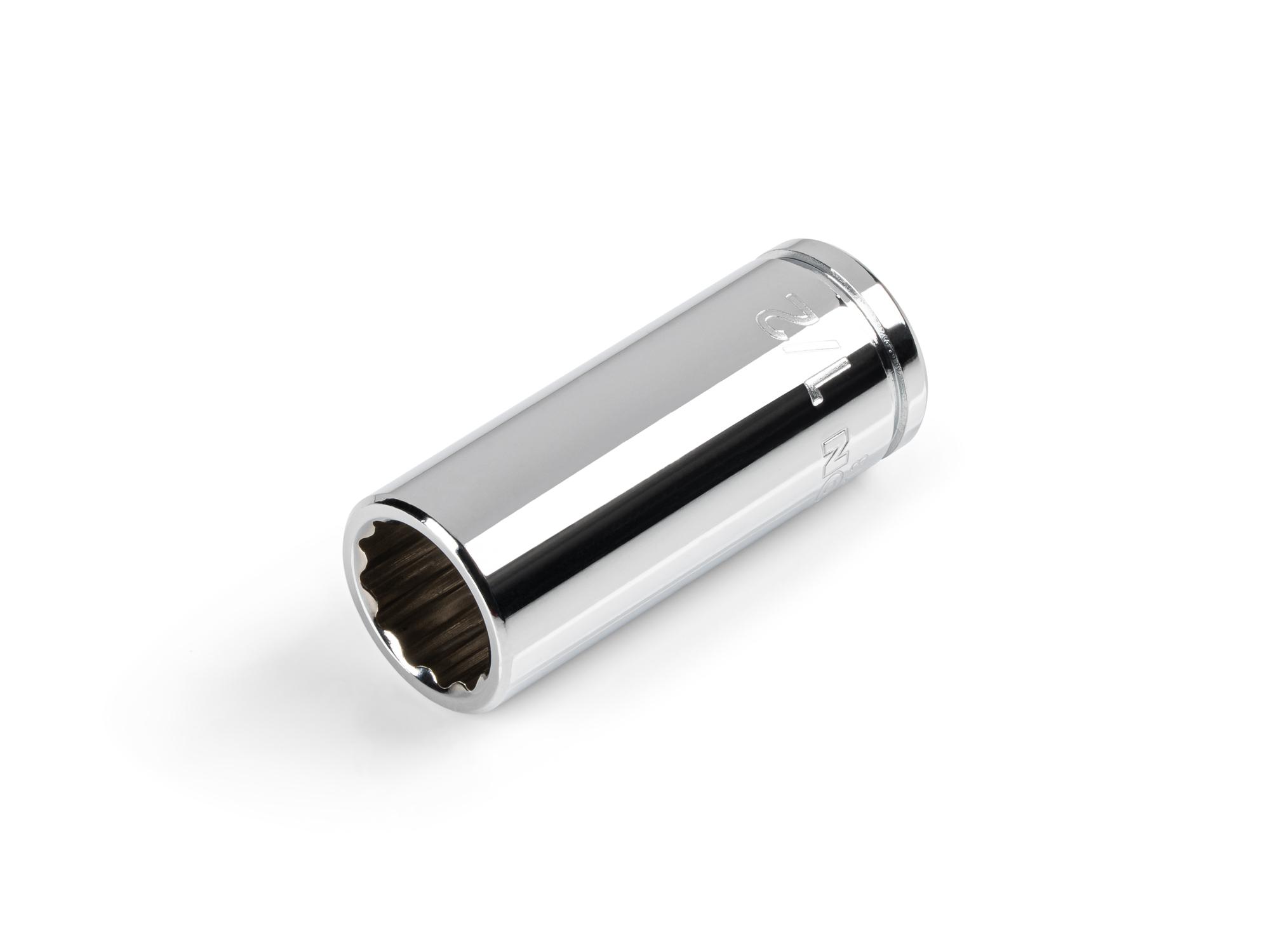 Front-right angle view of Tekton hand drive 12-point socket. Item #SHD14213
