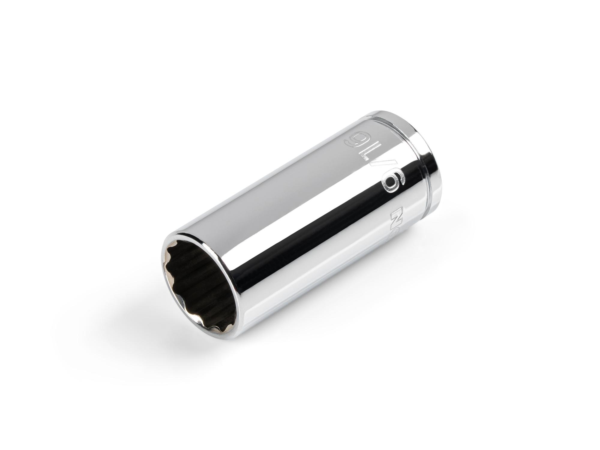 Front-right angle view of Tekton hand drive 12-point socket. Item #SHD14214