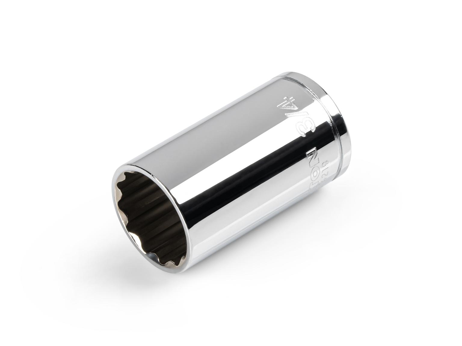 Front-right angle view of Tekton 3/4 inch hand drive 12-point socket. Item #SHD14219