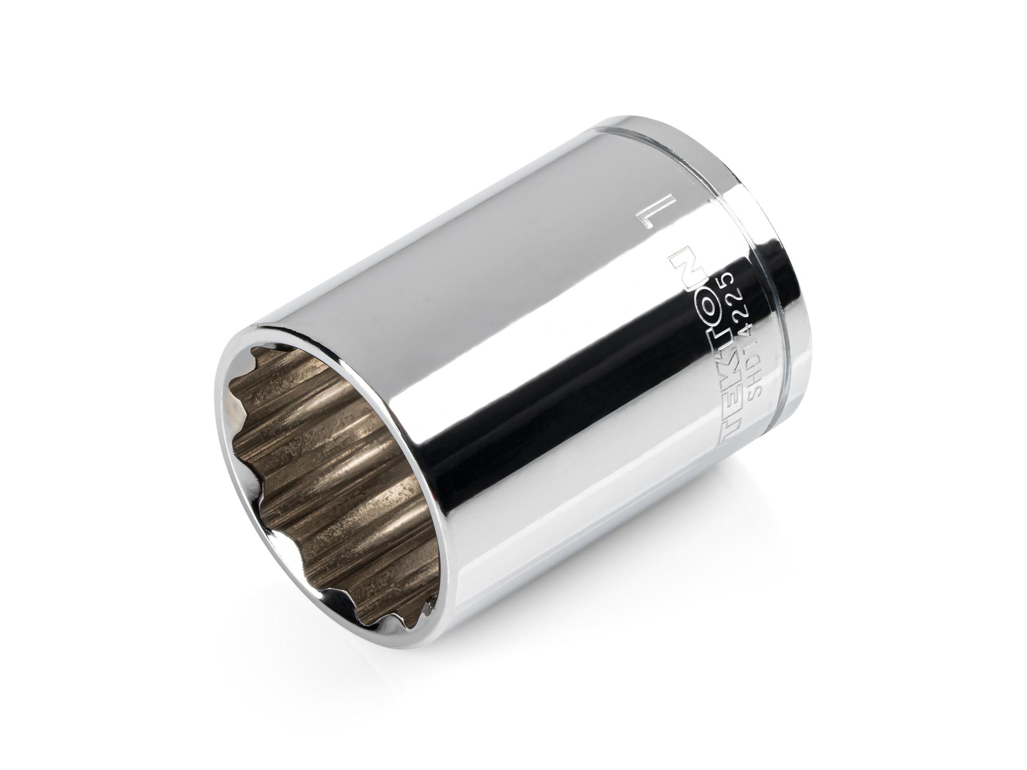 Front-right angle view of Tekton hand drive 12-point socket. Item #SHD14225