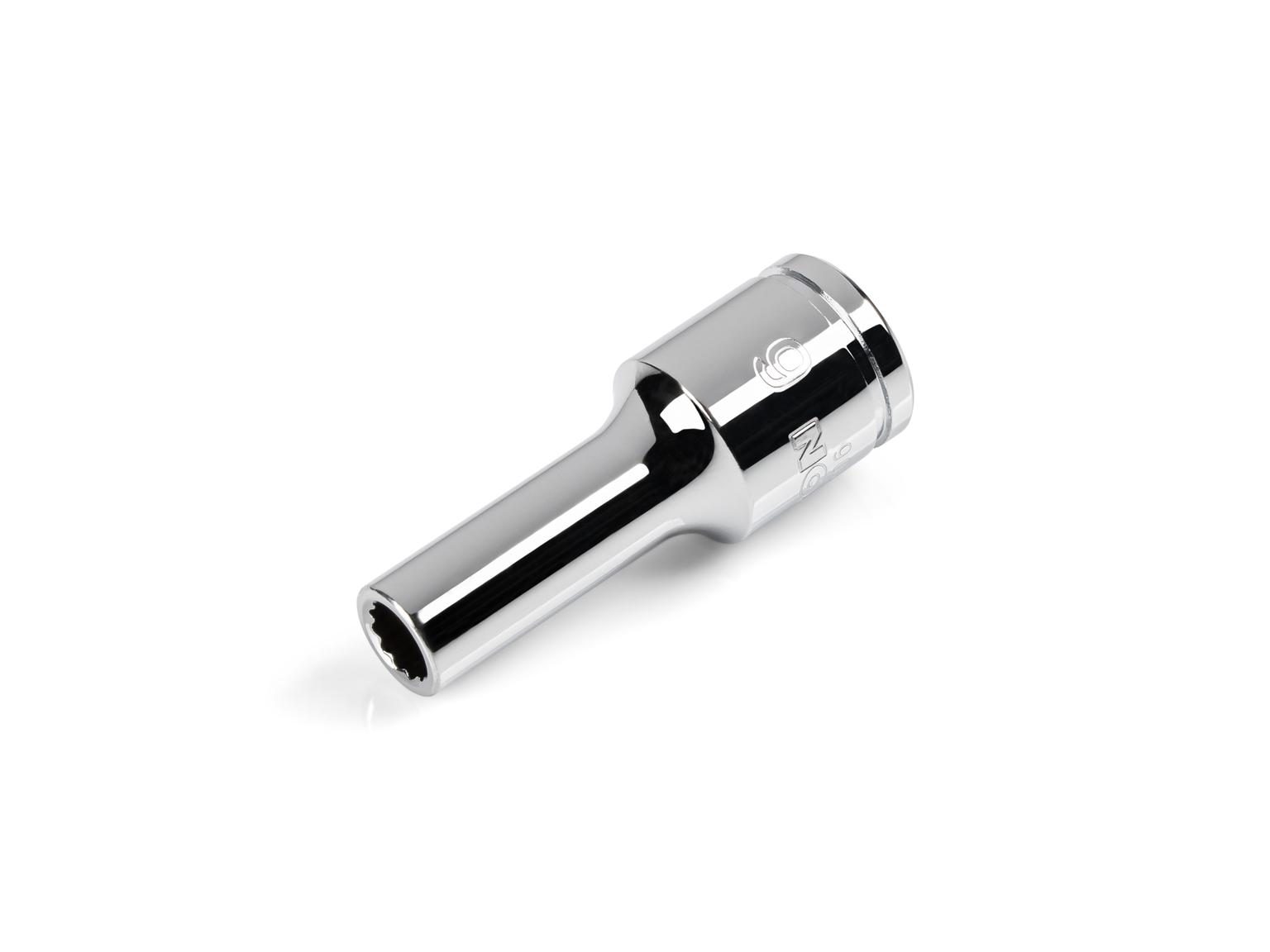 Front-right angle view of Tekton 6 millimeter hand drive 12-point socket. Item #SHD14306