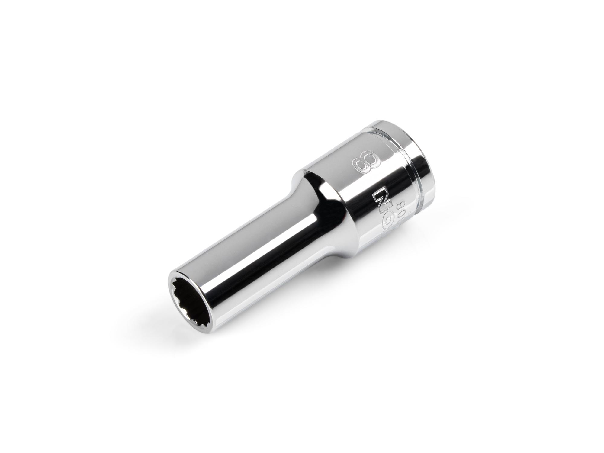 Front-right angle view of Tekton hand drive 12-point socket. Item #SHD14308