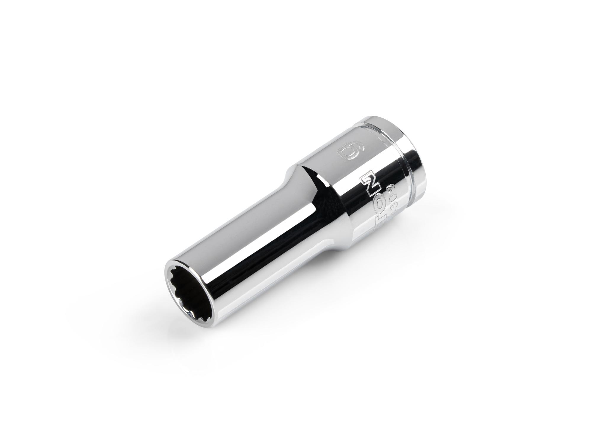 Front-right angle view of Tekton hand drive 12-point socket. Item #SHD14309