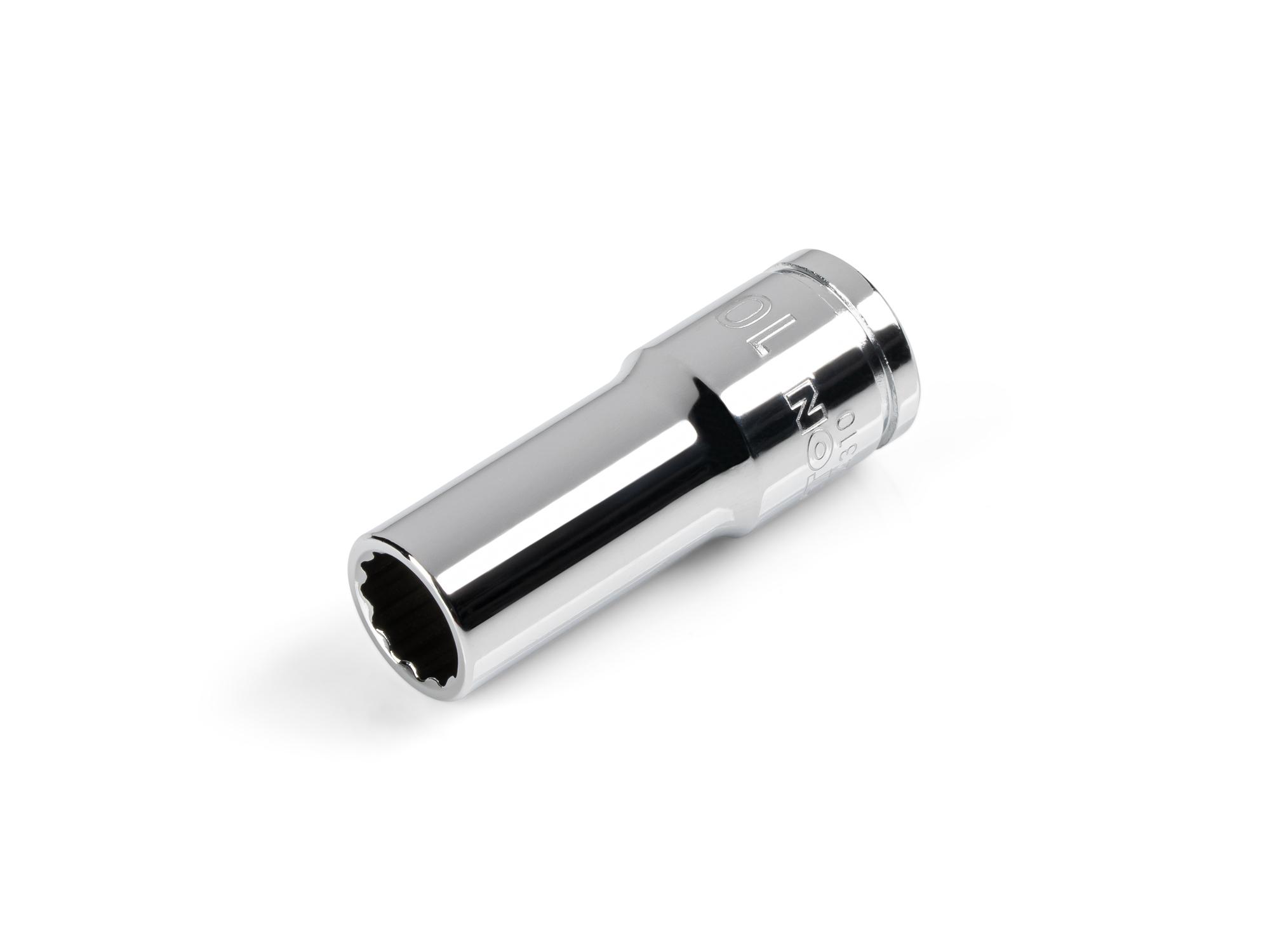 Front-right angle view of Tekton hand drive 12-point socket. Item #SHD14310