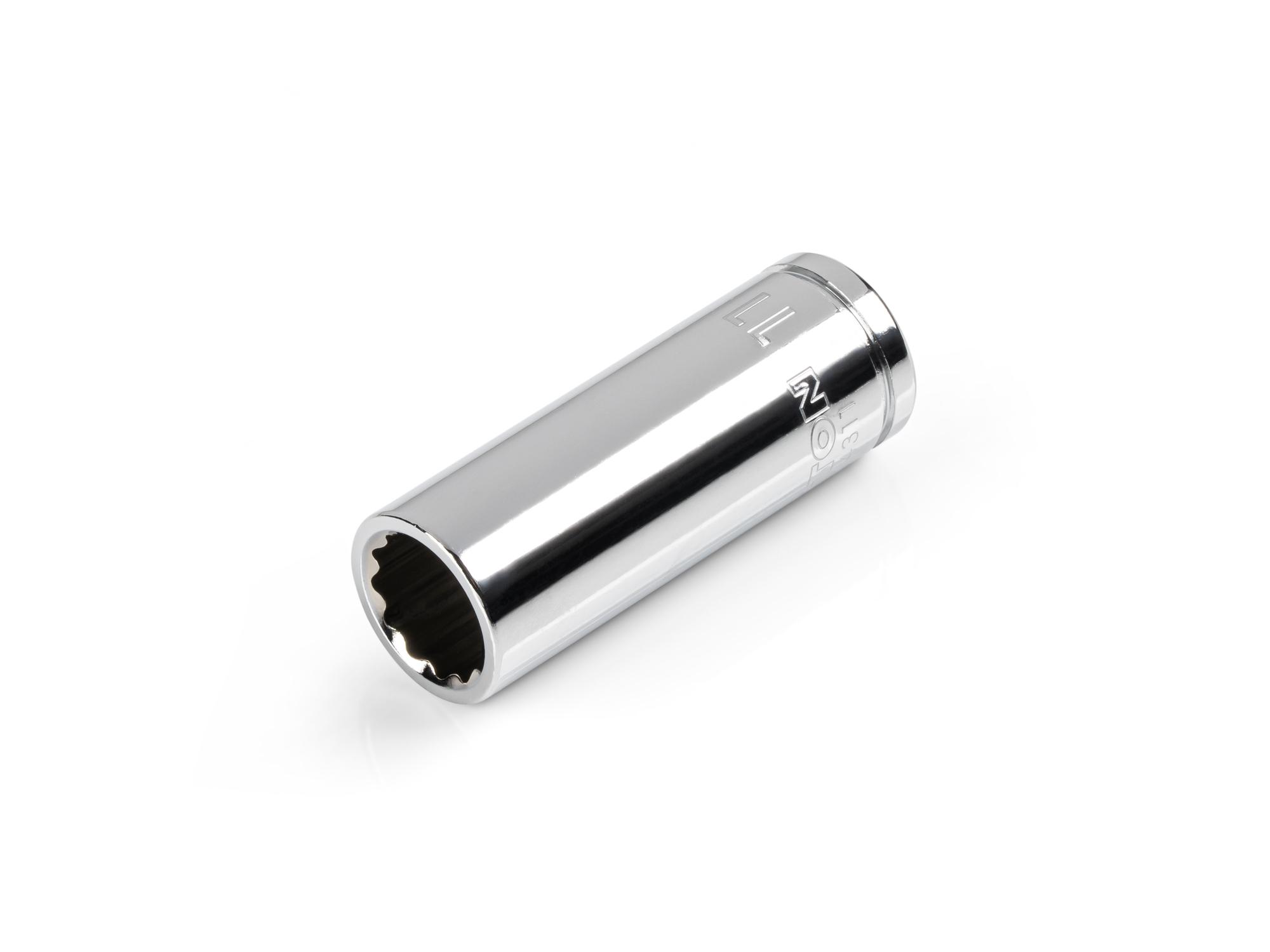 Front-right angle view of Tekton hand drive 12-point socket. Item #SHD14311