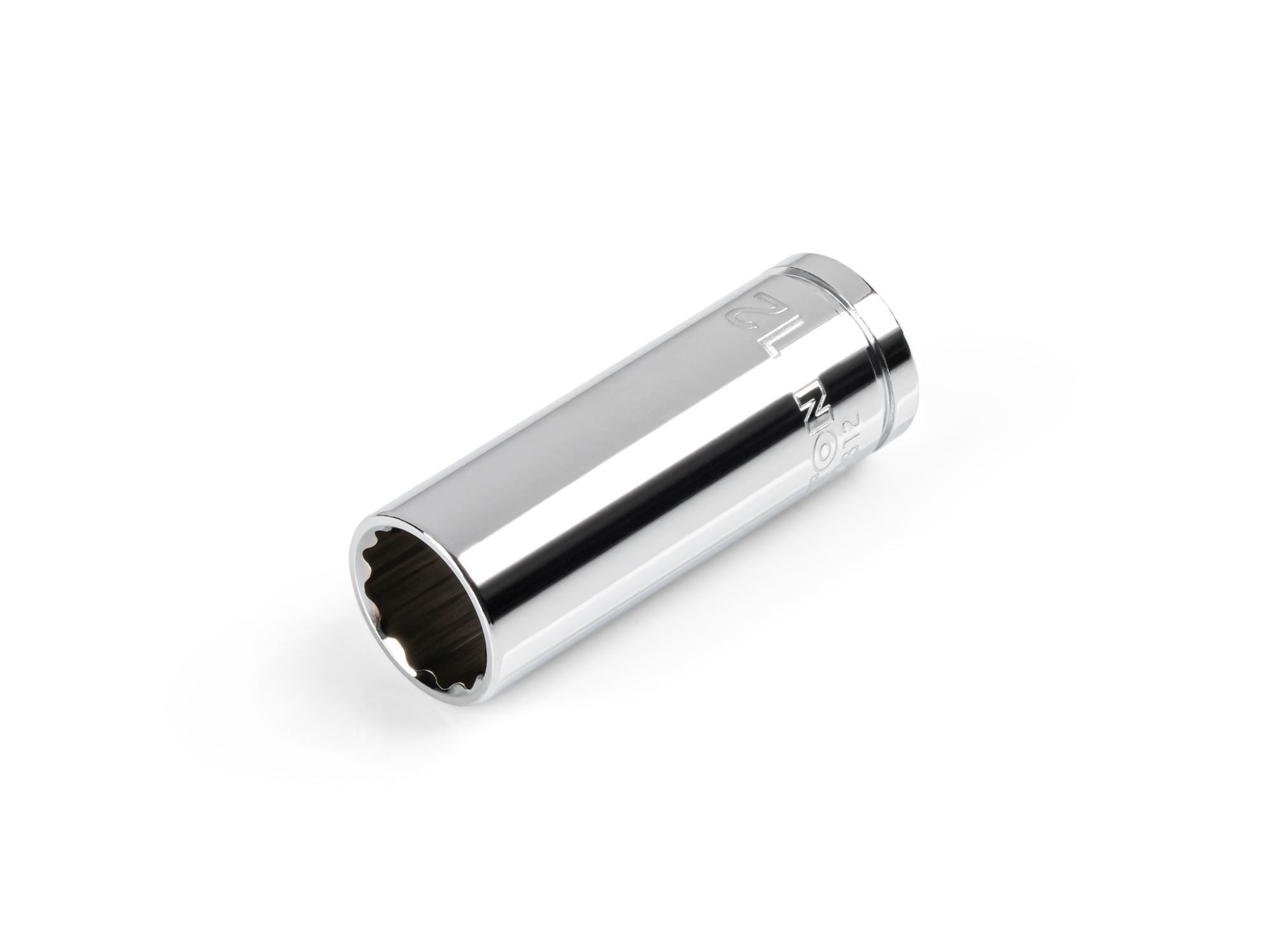 Front-right angle view of Tekton hand drive 12-point socket. Item #SHD14312
