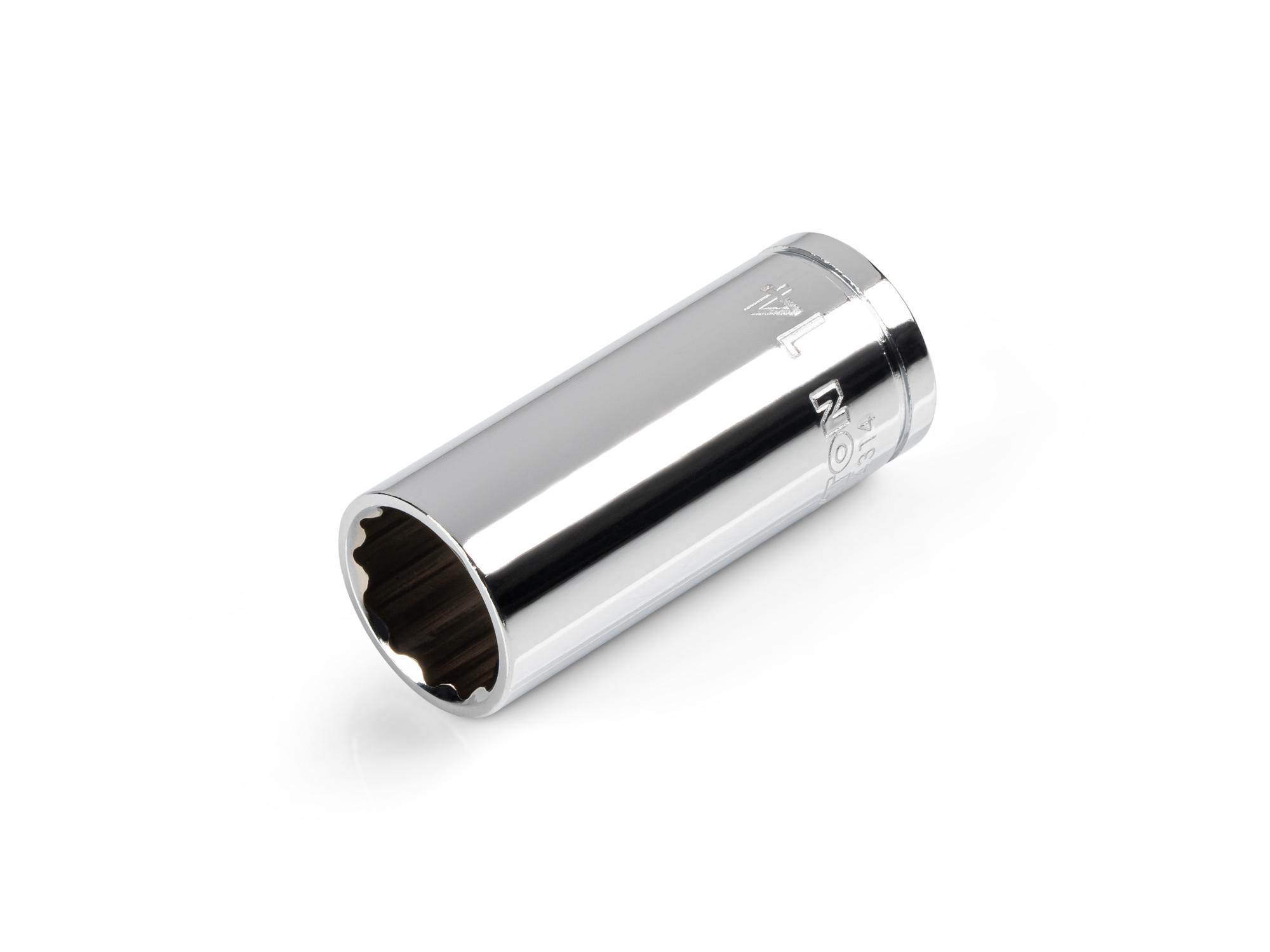 Front-right angle view of Tekton hand drive 12-point socket. Item #SHD14314
