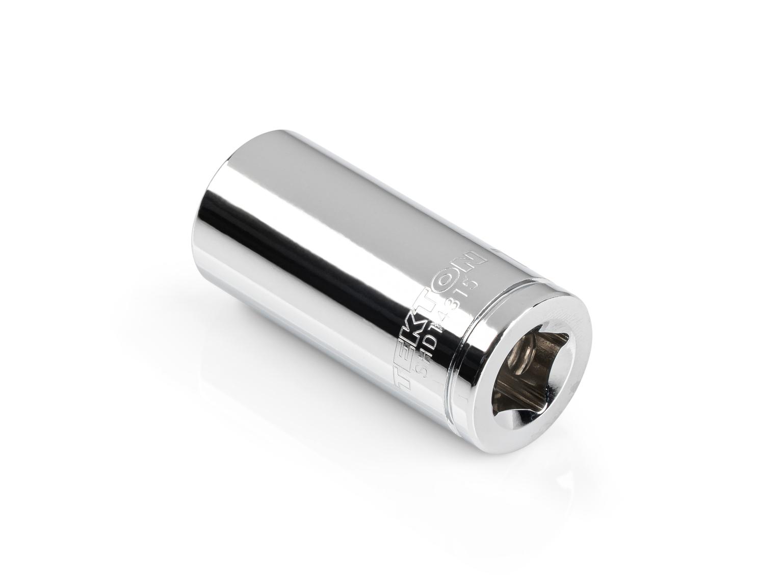 Back angle view of Tekton 15 millimeter hand drive 12-point socket. Item #SHD14315