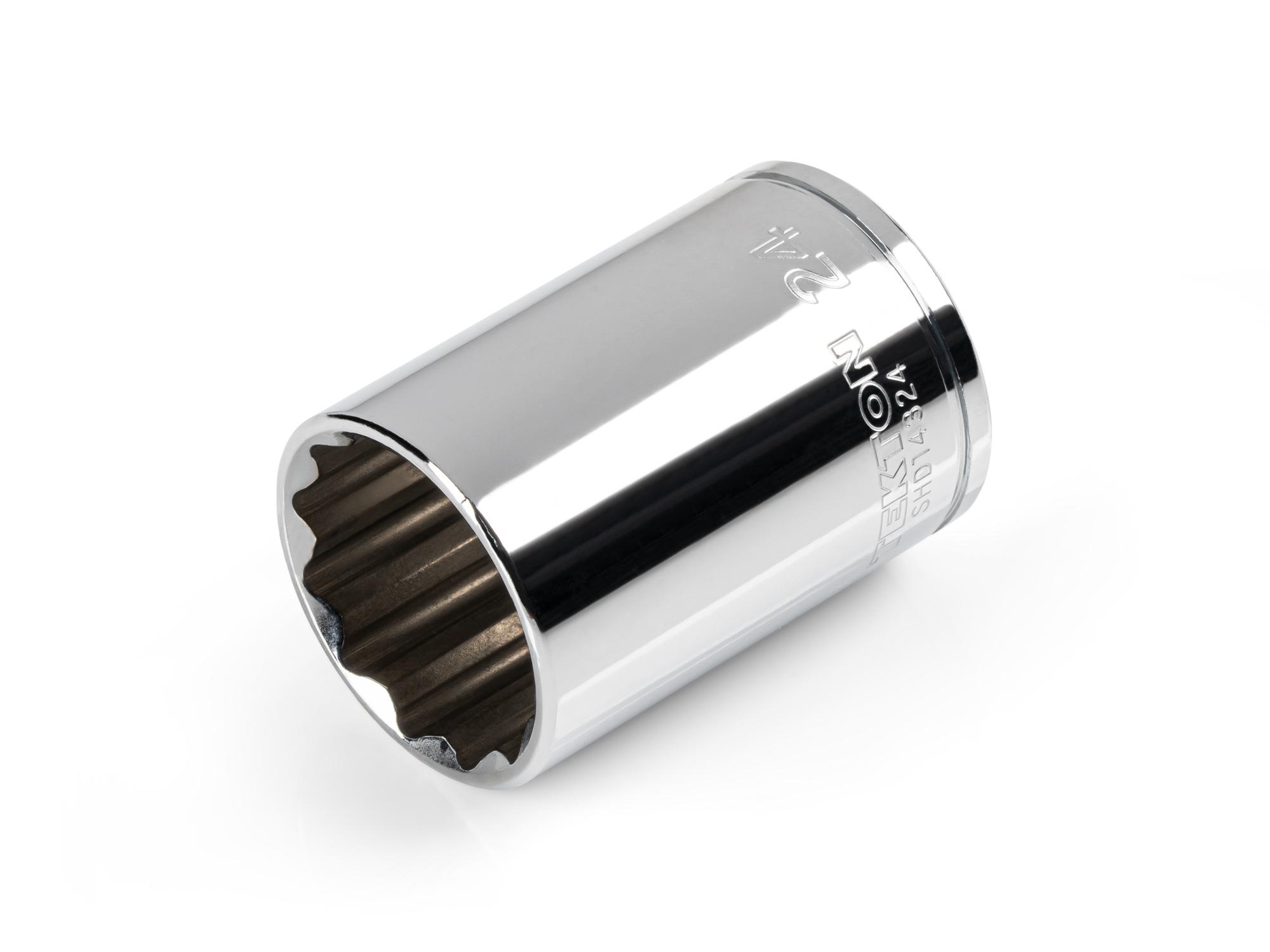 Front-right angle view of Tekton hand drive 12-point socket. Item #SHD14324