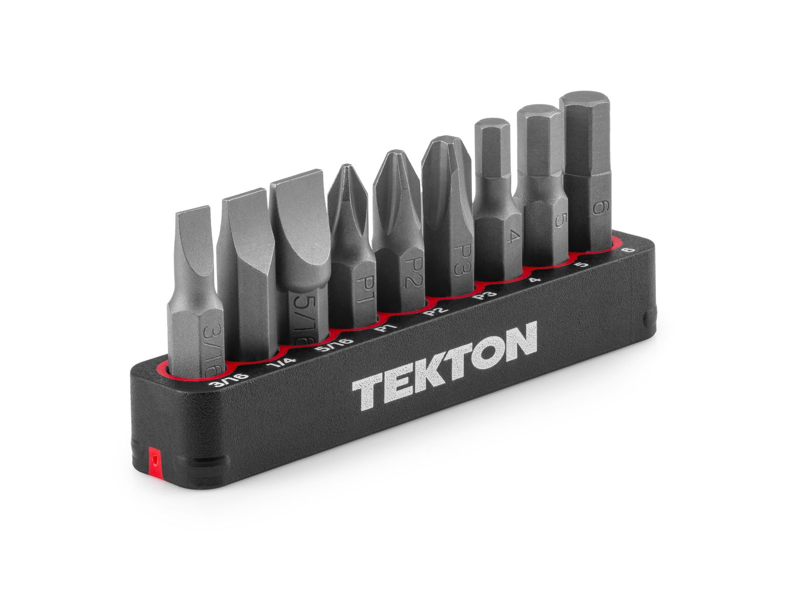 Front-right angle view of Tekton rail Hand Drive 6-Point Socket set. Item #DZZ93004