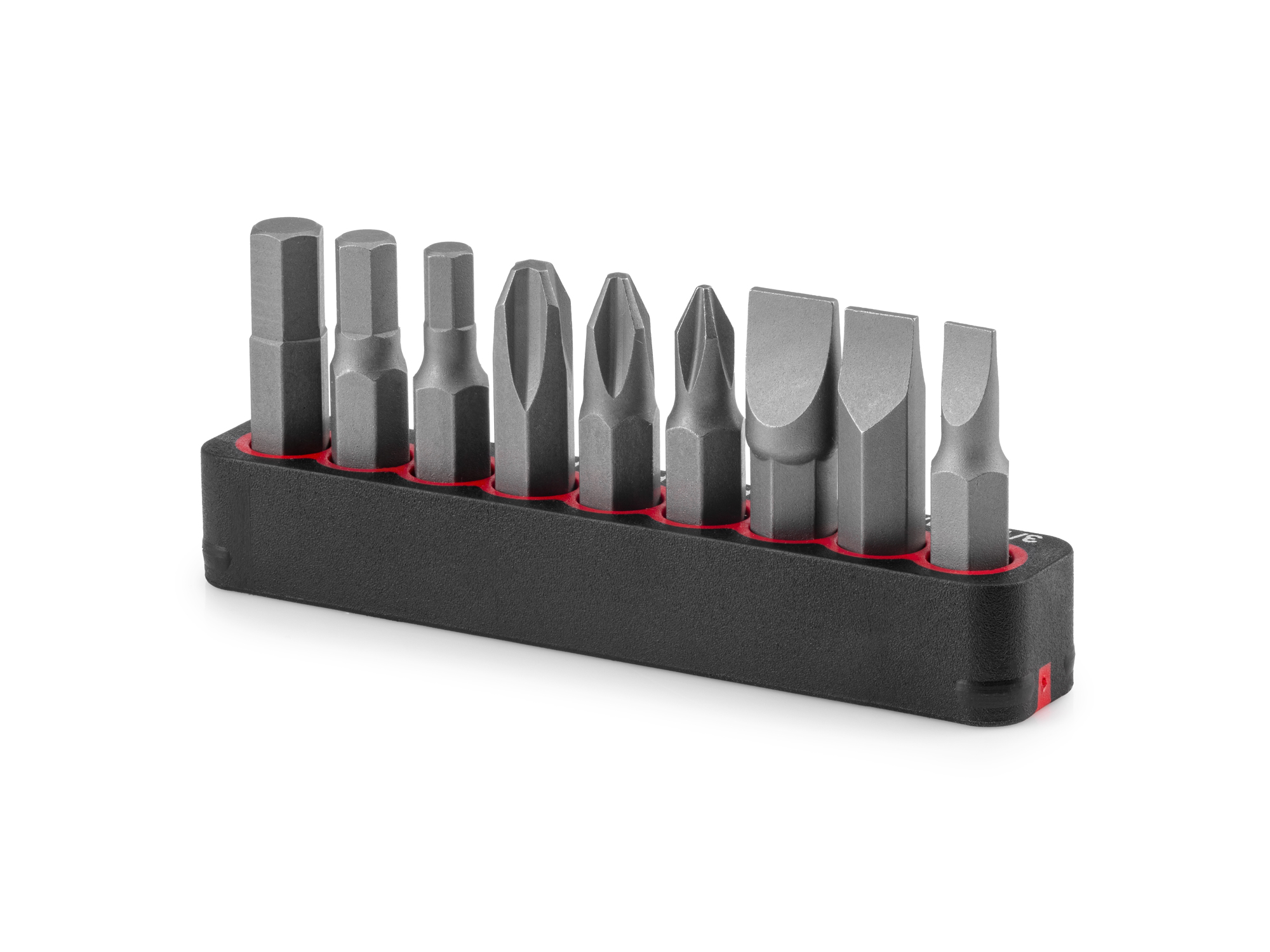1/4 Inch Phillips, Slotted, Hex Bit Set with Rail (9-Piece) | TEKTON