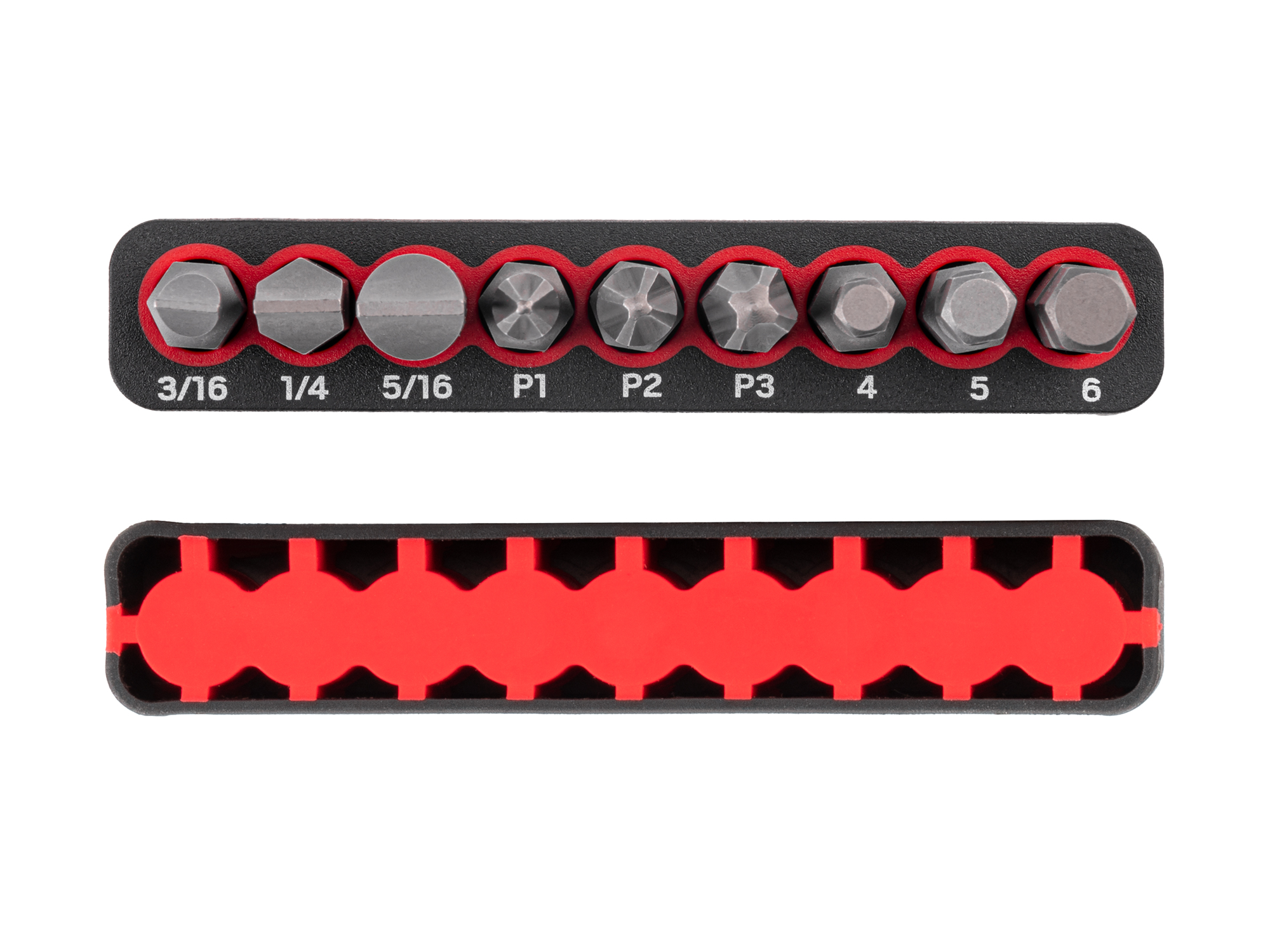 1/4 Inch Phillips, Slotted, Hex Bit Set with Rail (9-Piece) | TEKTON