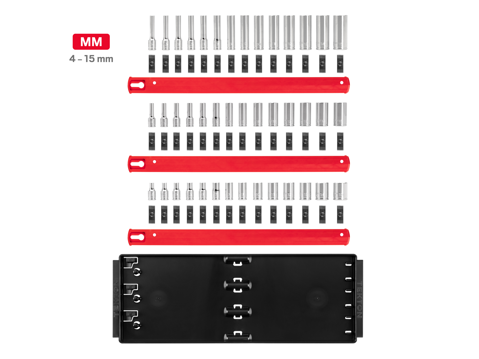 1/4 Inch Drive 6-Point Socket Set (4 - 15 mm) | TEKTON
