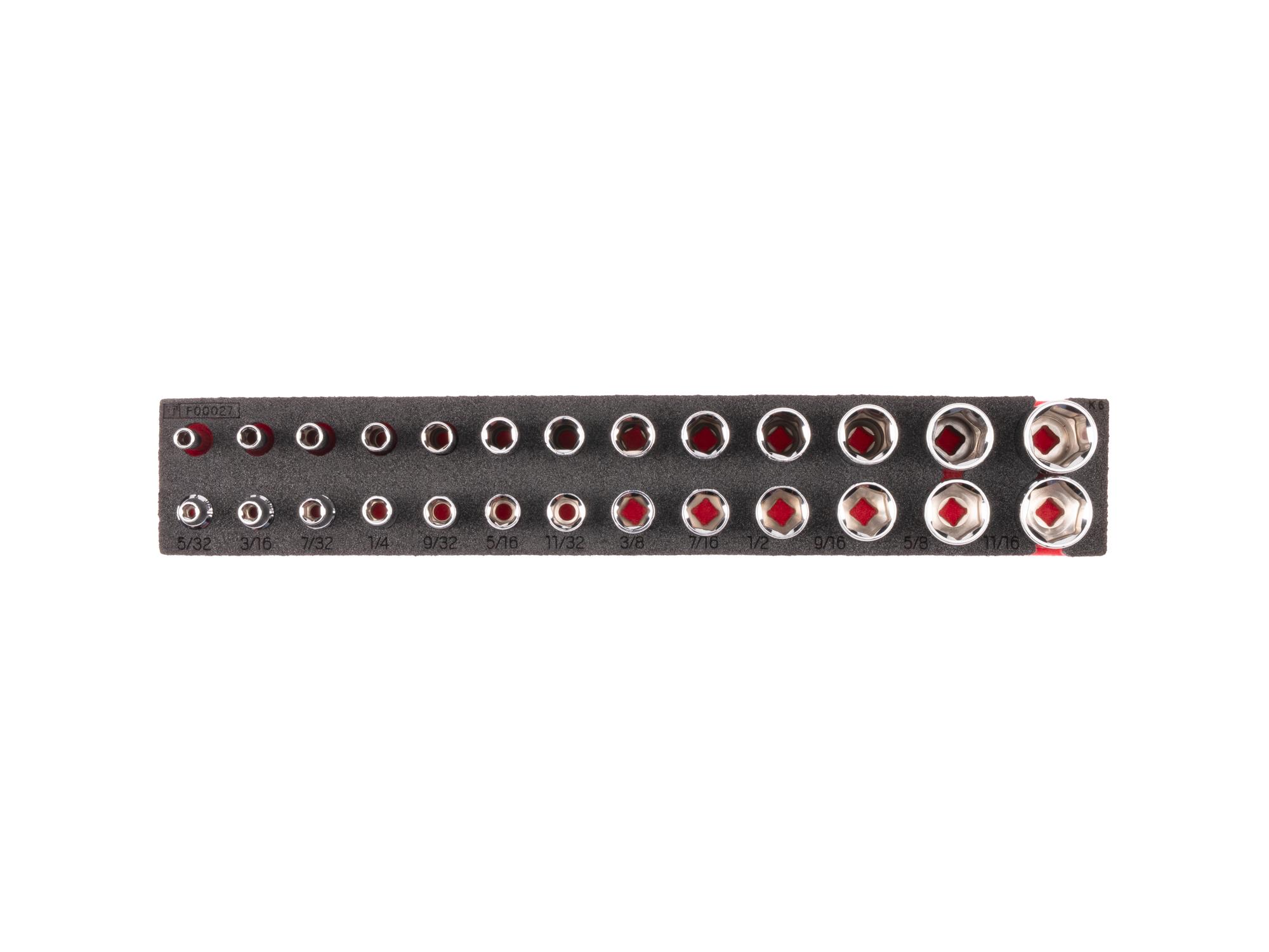 Socket Set with 12 x 2 Inch Foam Organizer (26-Piece)