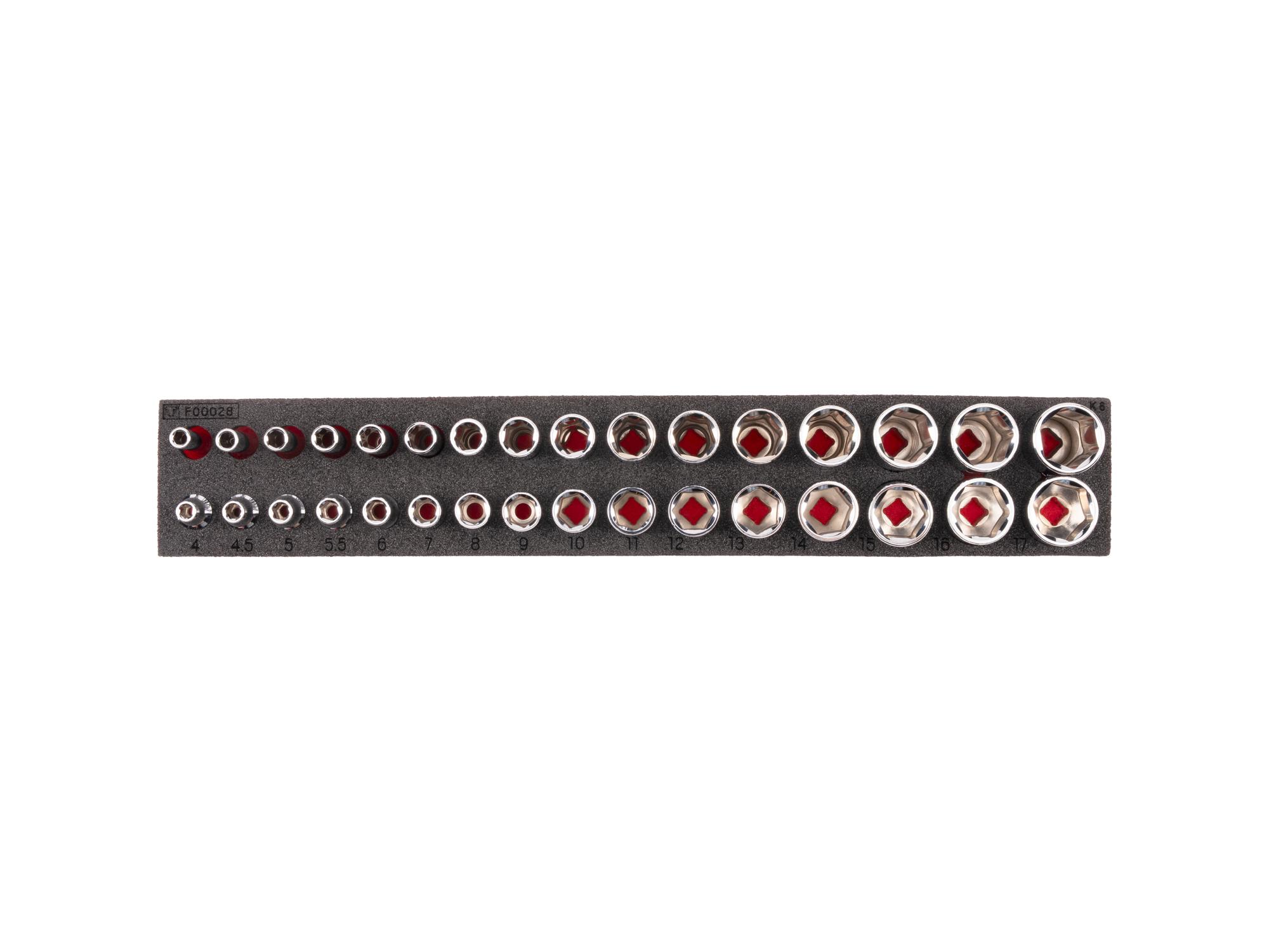 Socket Set with 12 x 2 Inch Foam Organizer (32-Piece)