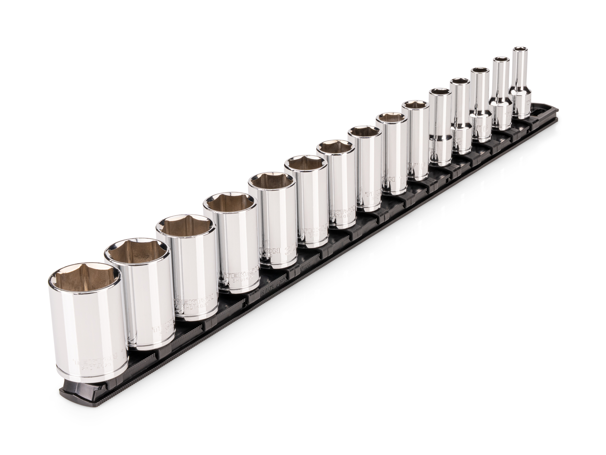 3/8 Inch Drive Semi-Deep 6-Point Socket Set with Rail, 15-Piece (1/4 - 1 in.)