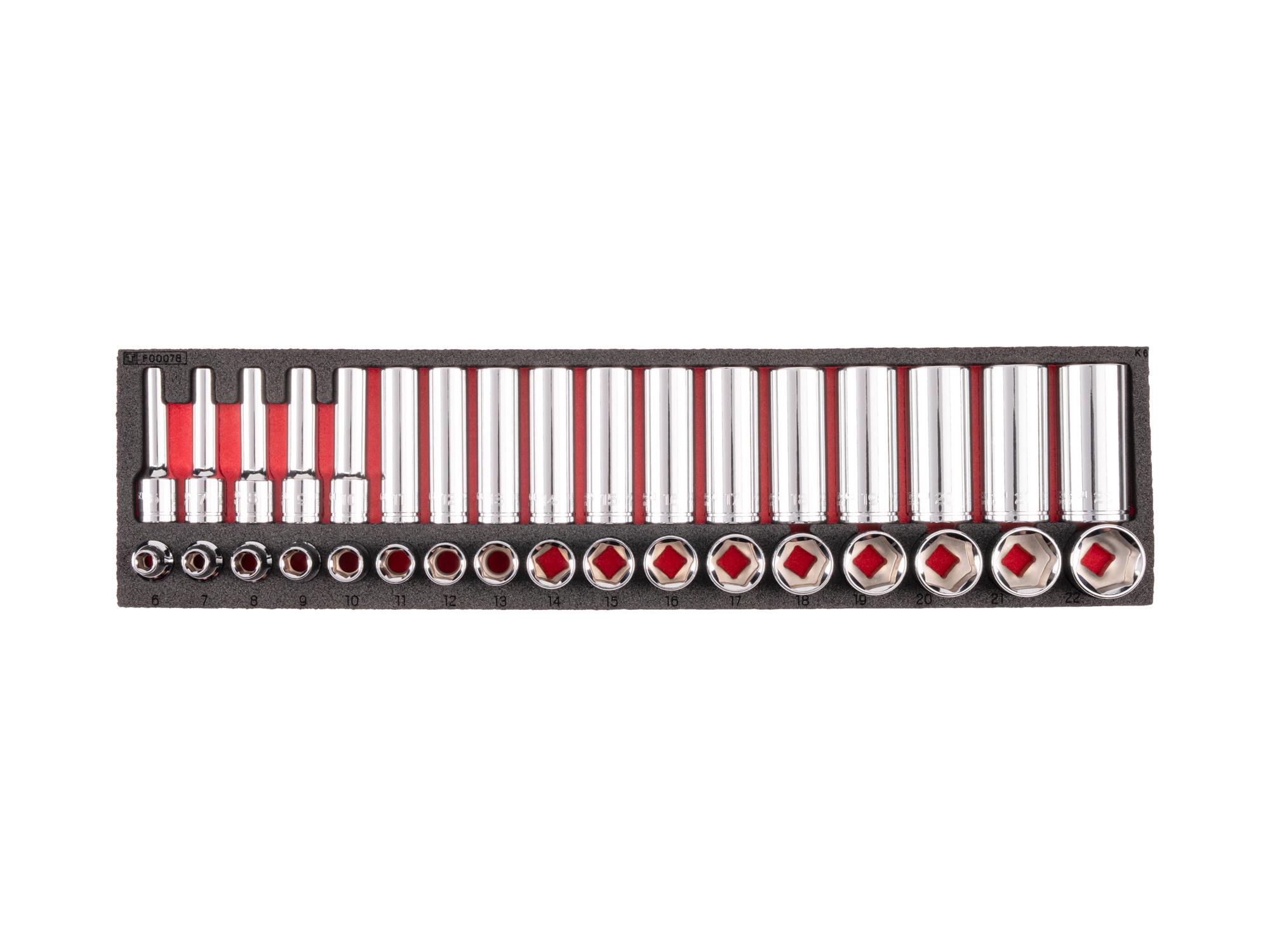 Socket Set with 16 x 4 Inch Foam Organizer (34-Piece)