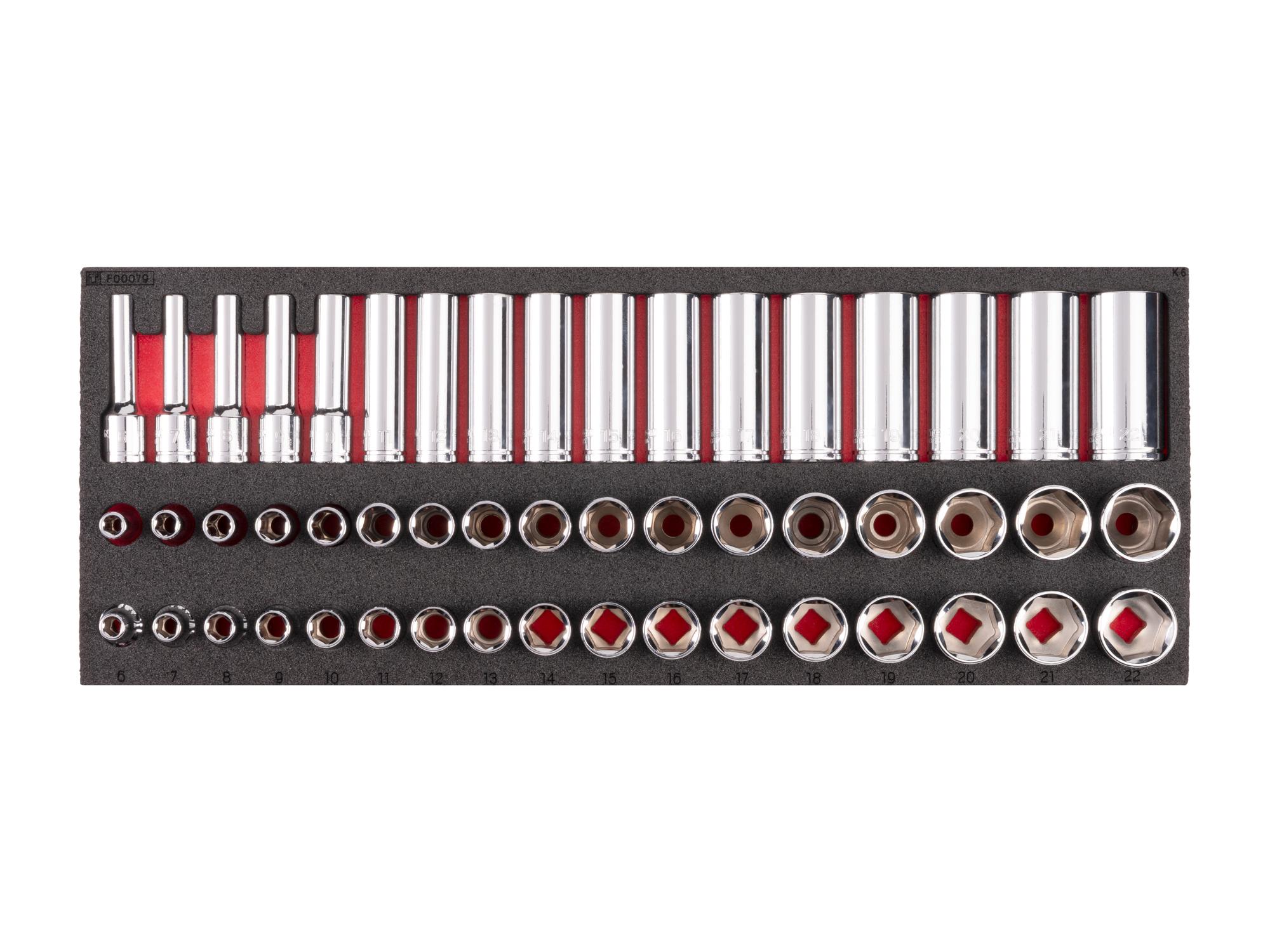 Socket Set with 16 x 6 Inch Foam Organizer (51-Piece)