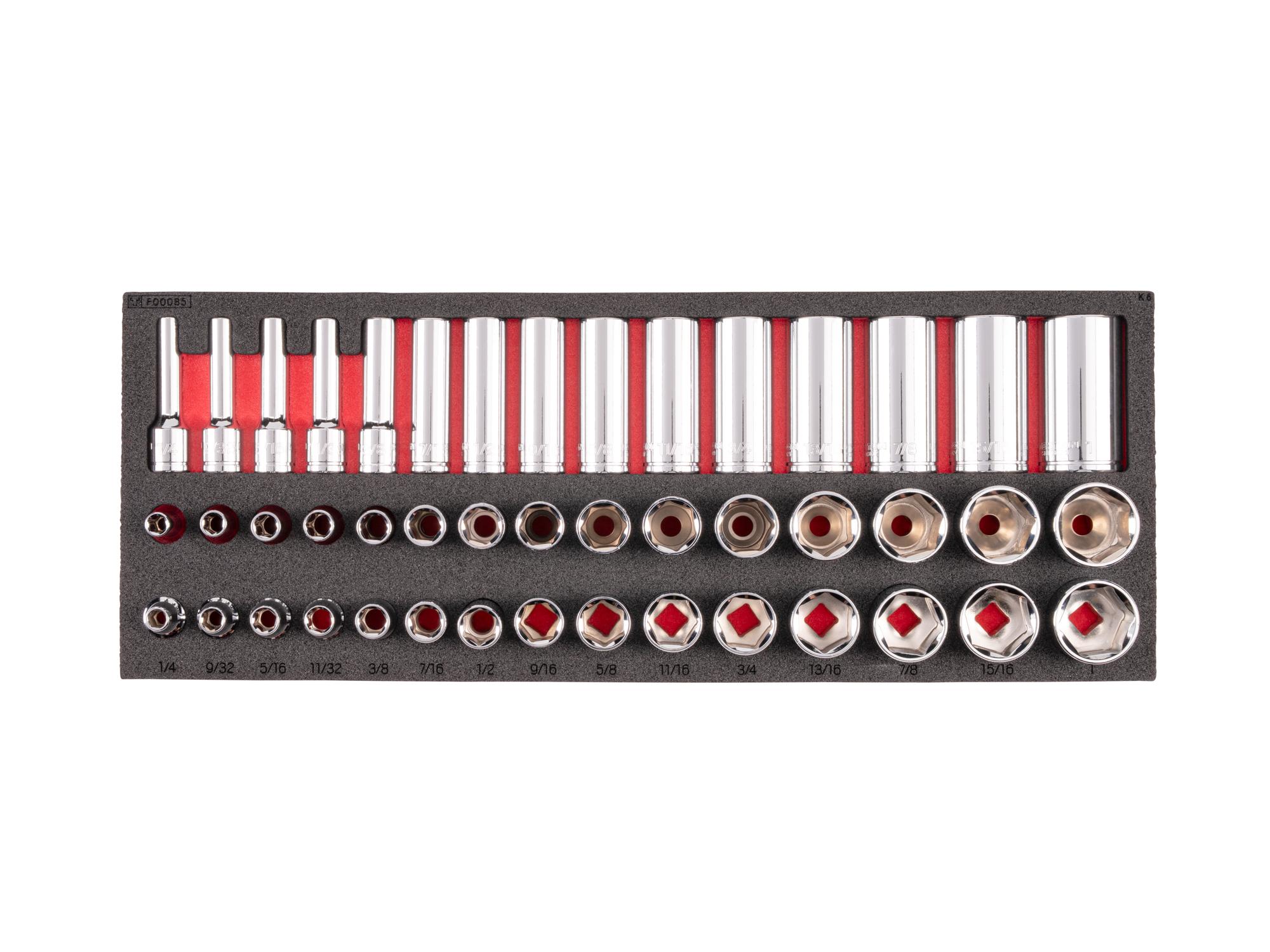 Socket Set with 16 x 6 Inch Foam Organizer (45-Piece)