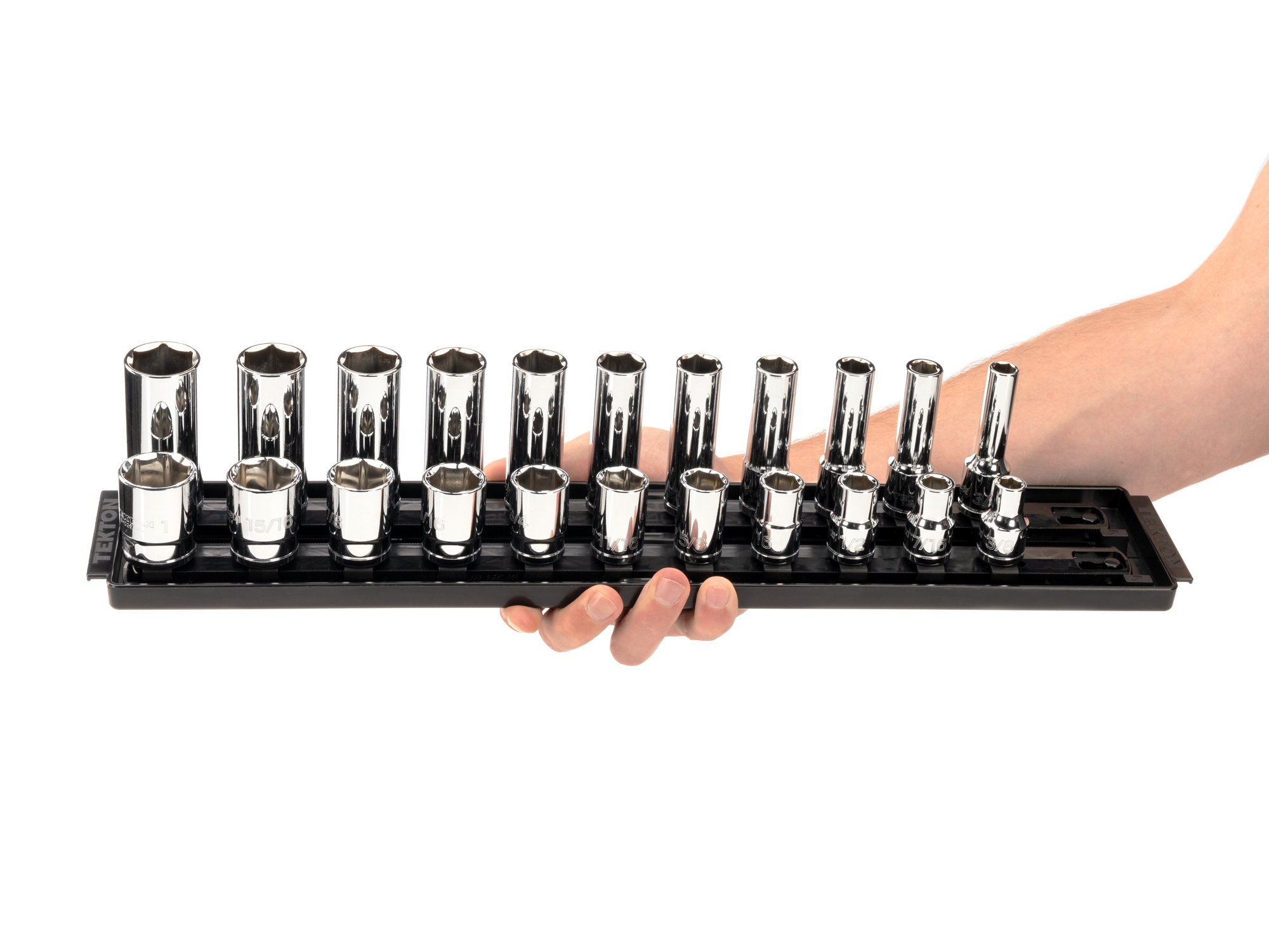 1/2 Inch Drive Shallow and Deep 6-Point Socket Set (22-Piece) | TEKTON