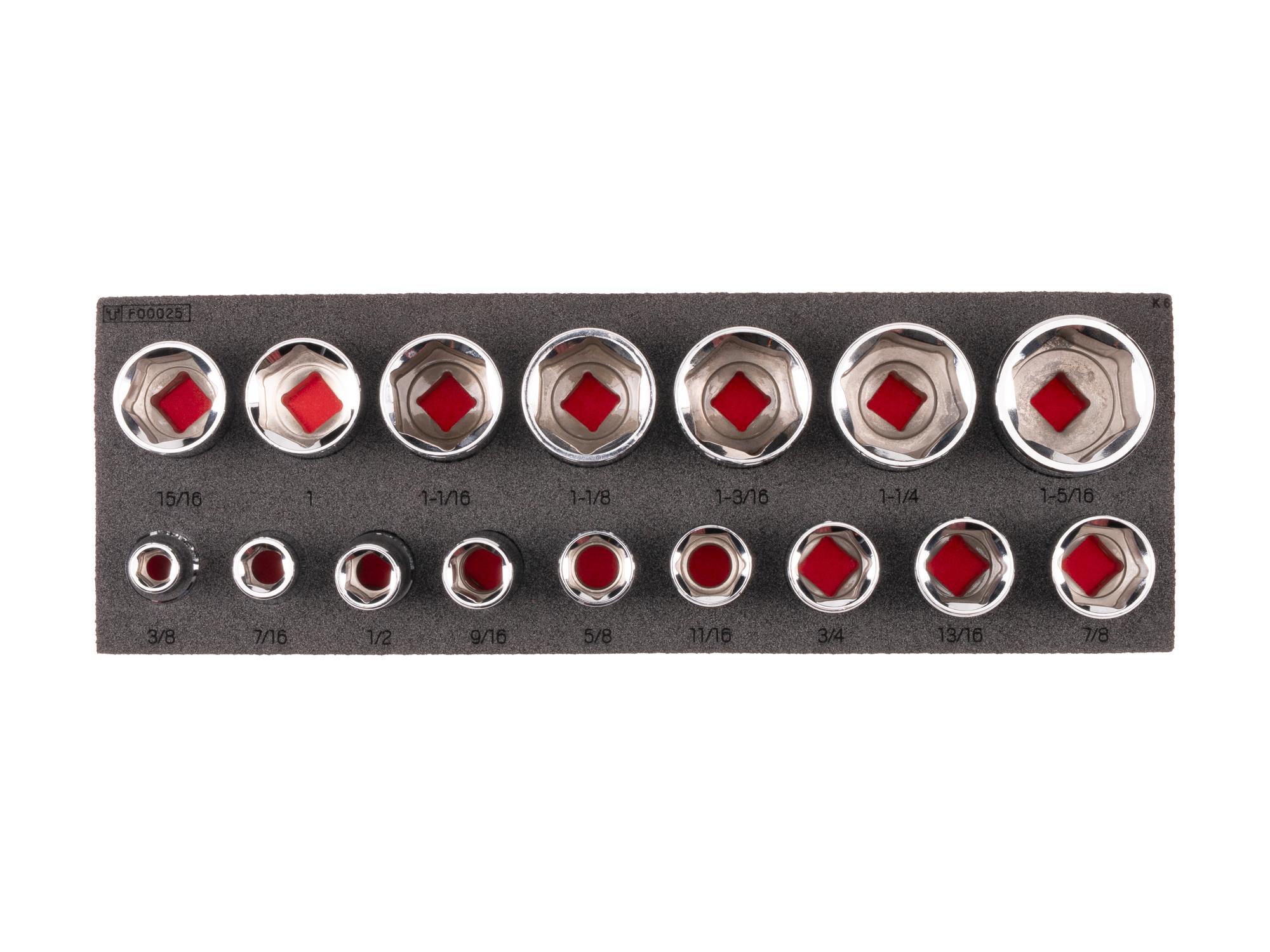 Socket Set with 12 x 4 Inch Foam Organizer (16-Piece)