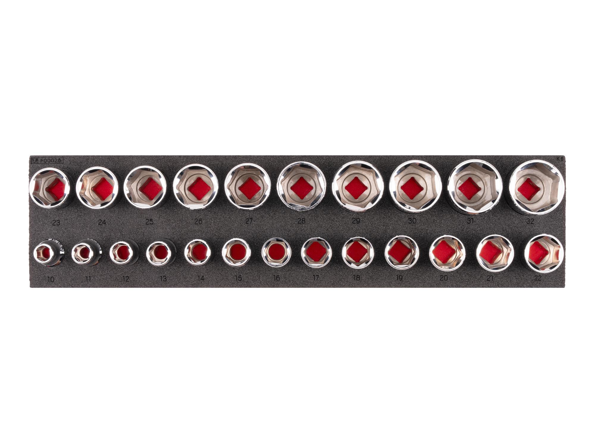 Socket Set with 16 x 4 Inch Foam Organizer (23-Piece)