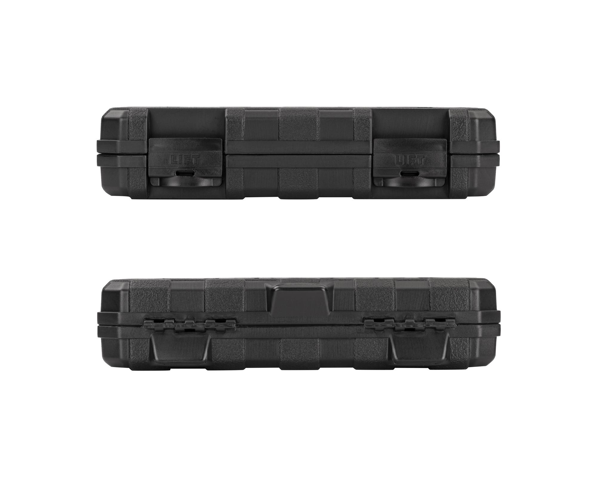 Side view of Tekton case hand drive 6-point socket set. Item #SKT05102