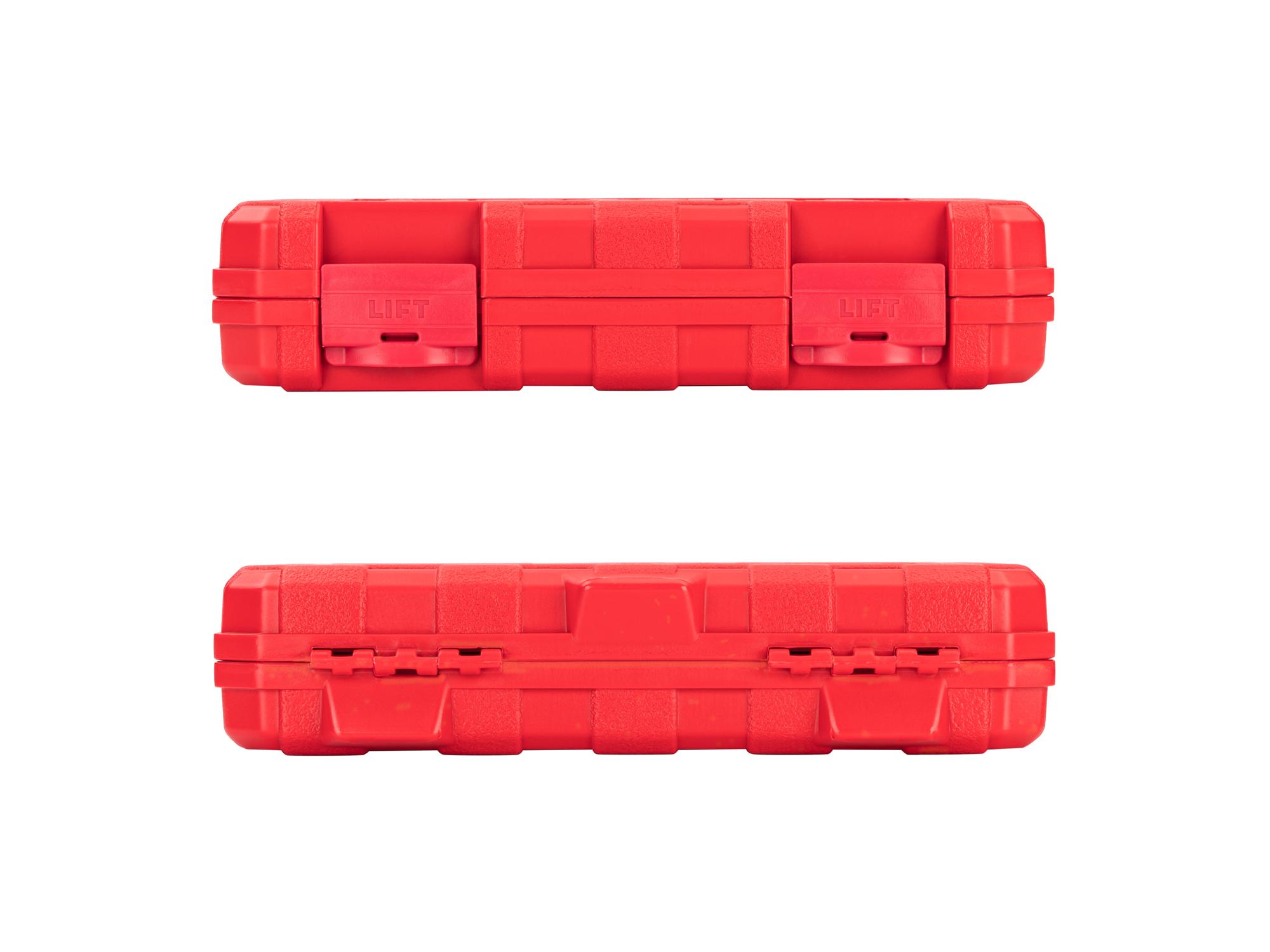 Side view of Tekton case hand drive 6-point socket set. Item #SKT05202