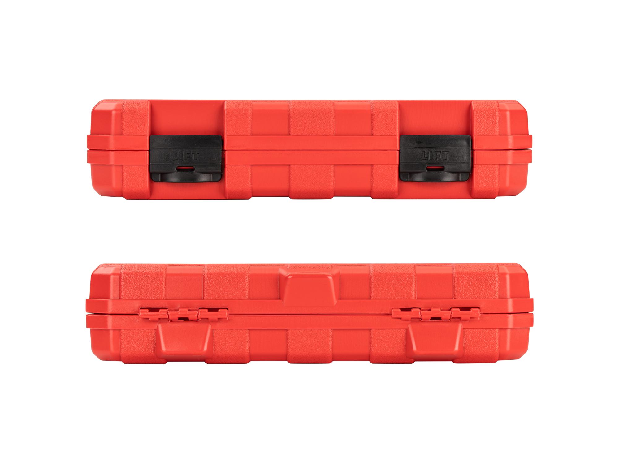 Side view of Tekton case hand drive 6-point socket set. Item #SKT05303