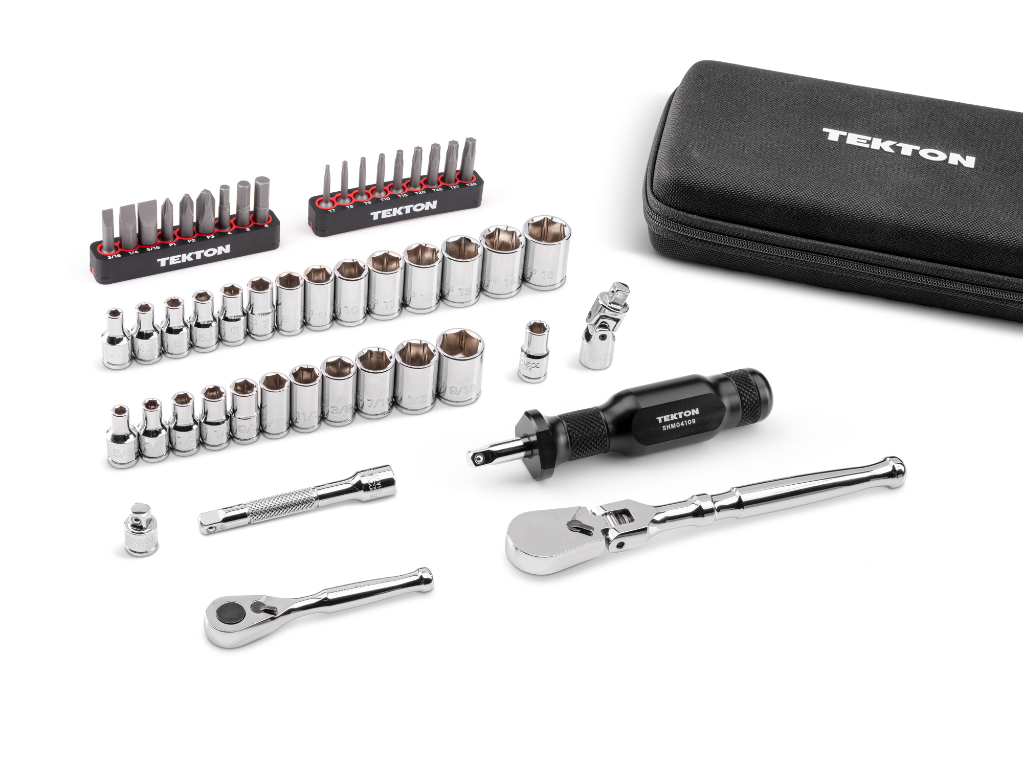 1/4 Inch Drive Small Engine Set (6-Pt, Flex Non-QR, Spinner) | TEKTON