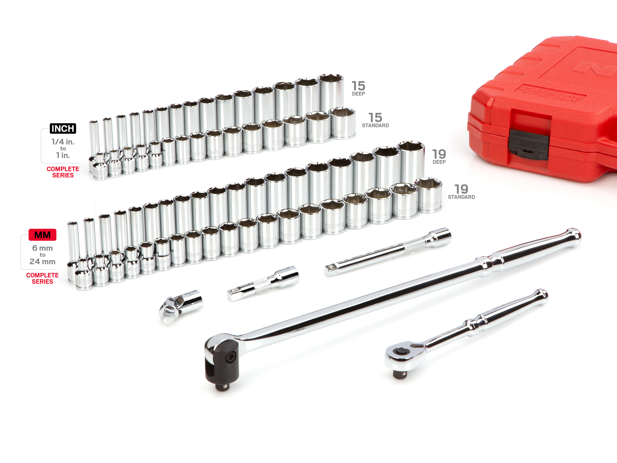 TEKTON 3/8 Inch Drive Deep 6-Point Impact Socket Set, 15-Piece (1/4-1 in.) TEKTON 3⁄8-in Drive Standard (SAE) and Metric Shallow⁄Deep Socket