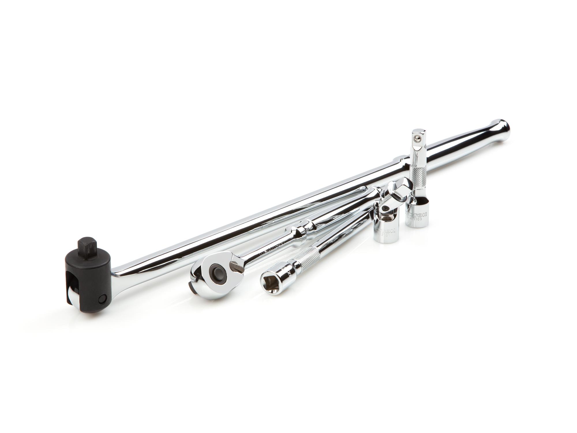 Laid out contents of Tekton case hand drive 6-point socket set. Item #SKT15311