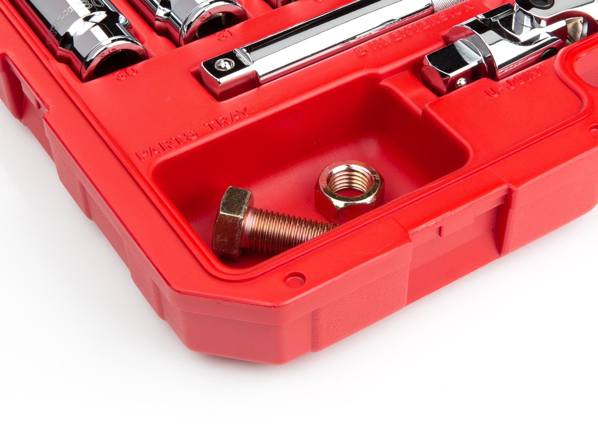 Tekton hand drive 6-point socket set shown in a case organization option. Item #SKT35206