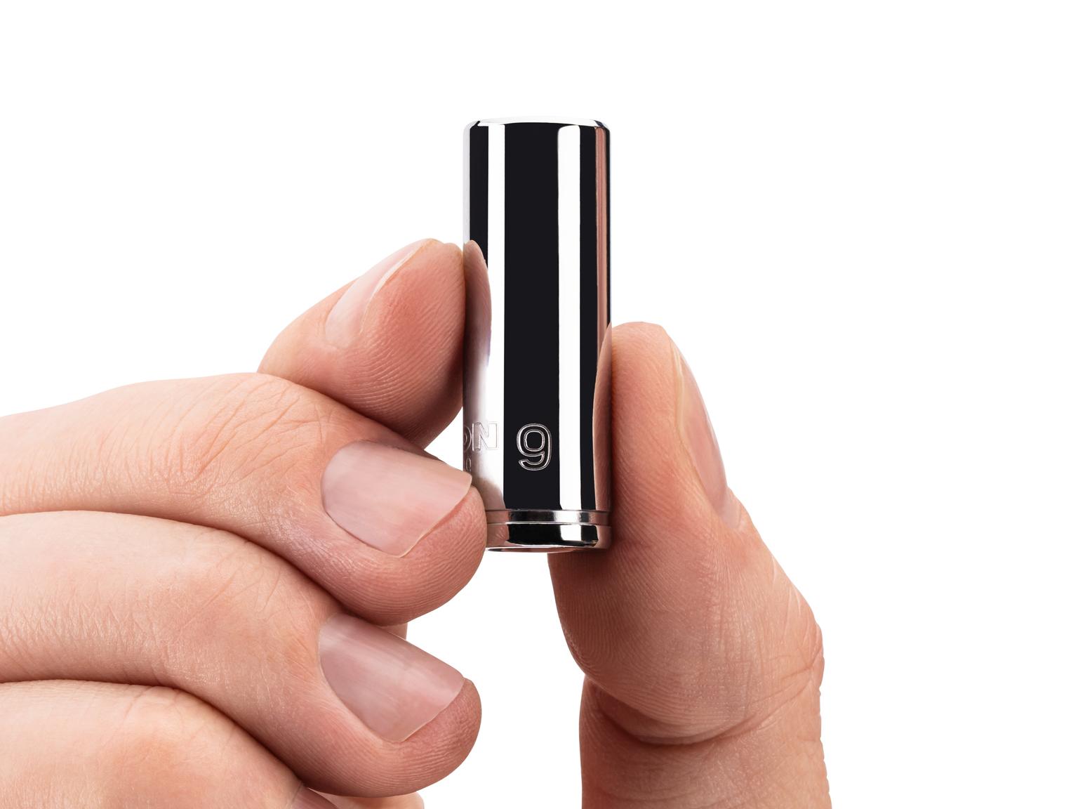 Person holding Tekton hand drive 6-point socket. Item #SHD04109