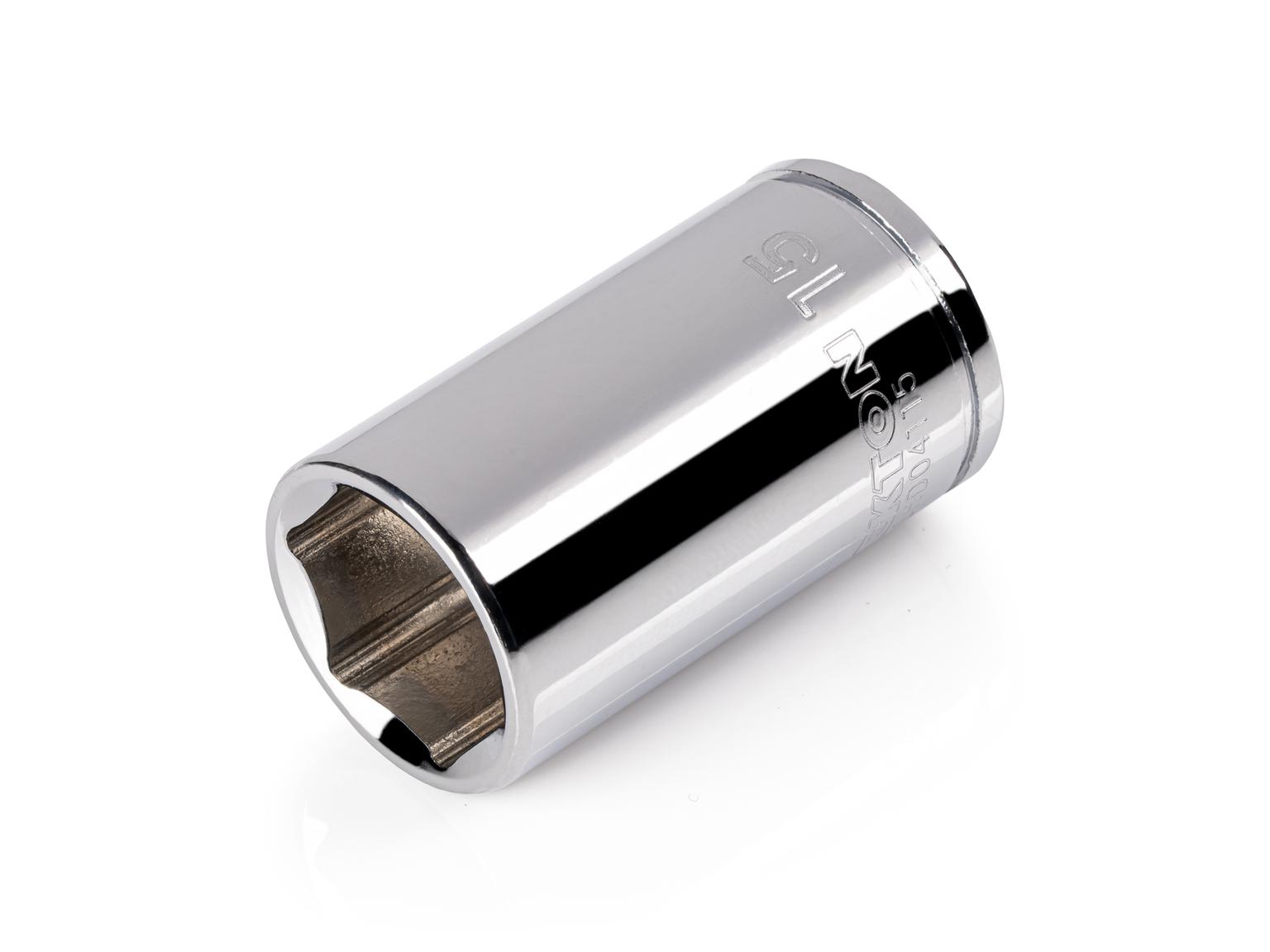TEKTON 1/4 Inch Drive x 15 mm Semi-Deep 6-Point Socket