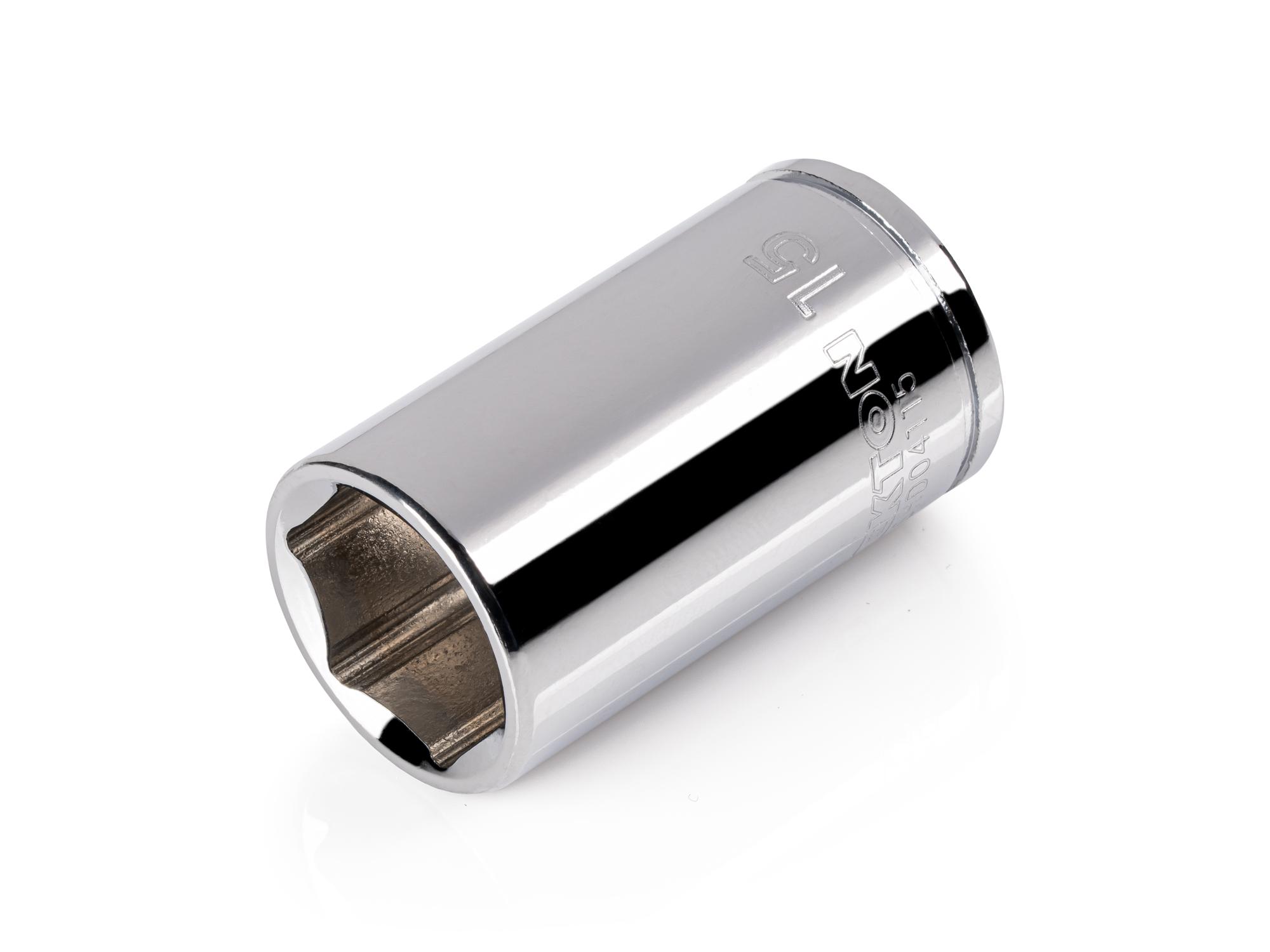 TEKTON 1/4 Inch Drive x 15 mm Semi-Deep 6-Point Socket