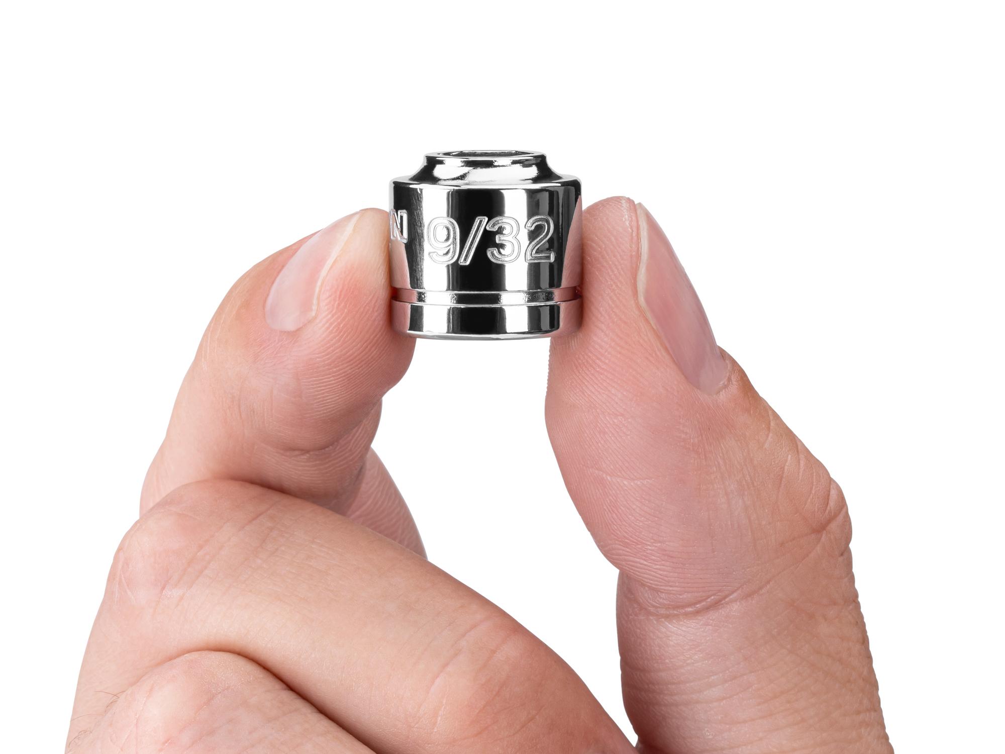Person holding Tekton hand drive 6-point socket. Item #SHD11007
