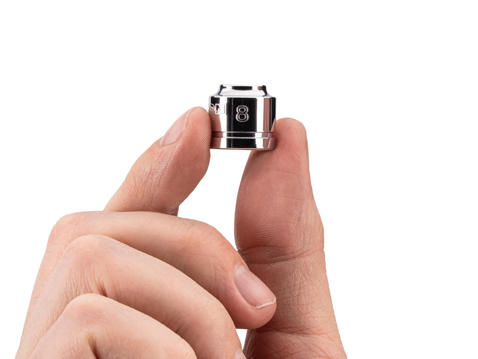 Person holding Tekton hand drive 6-point socket. Item #SHD11108