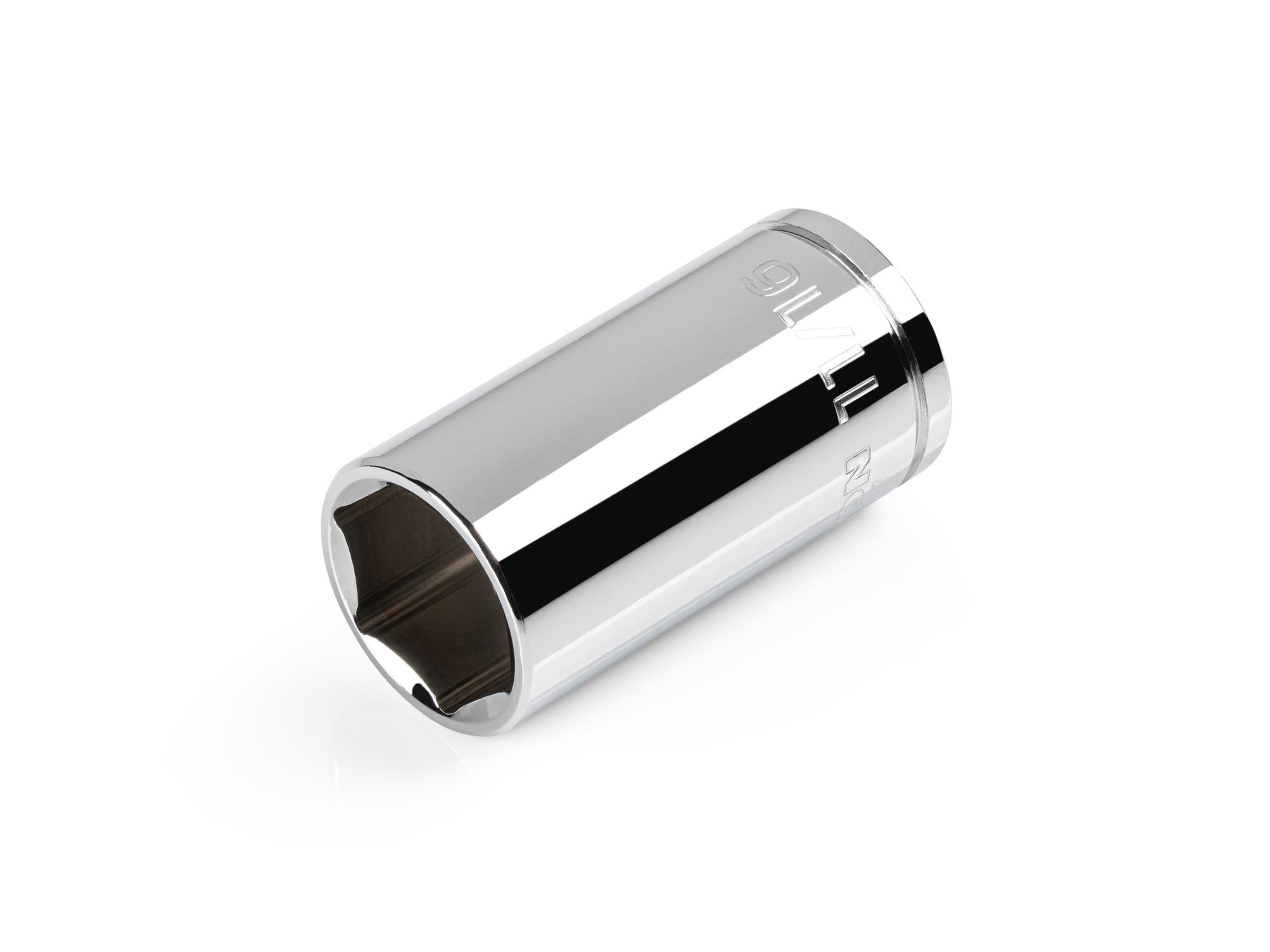 Front-right angle view of Tekton hand drive 6-point socket. Item #SHD14017