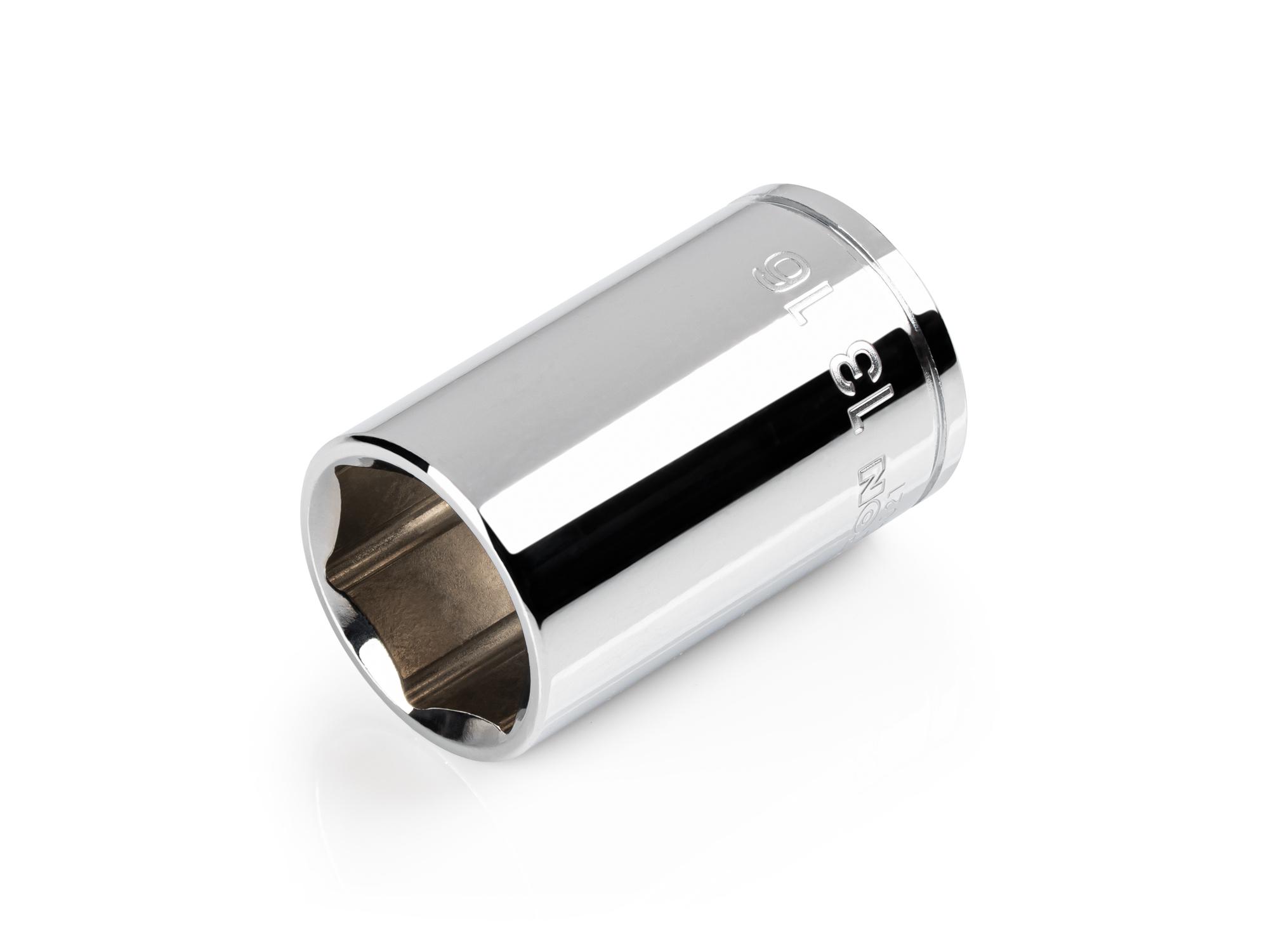 Front-right angle view of Tekton hand drive 6-point socket. Item #SHD14021