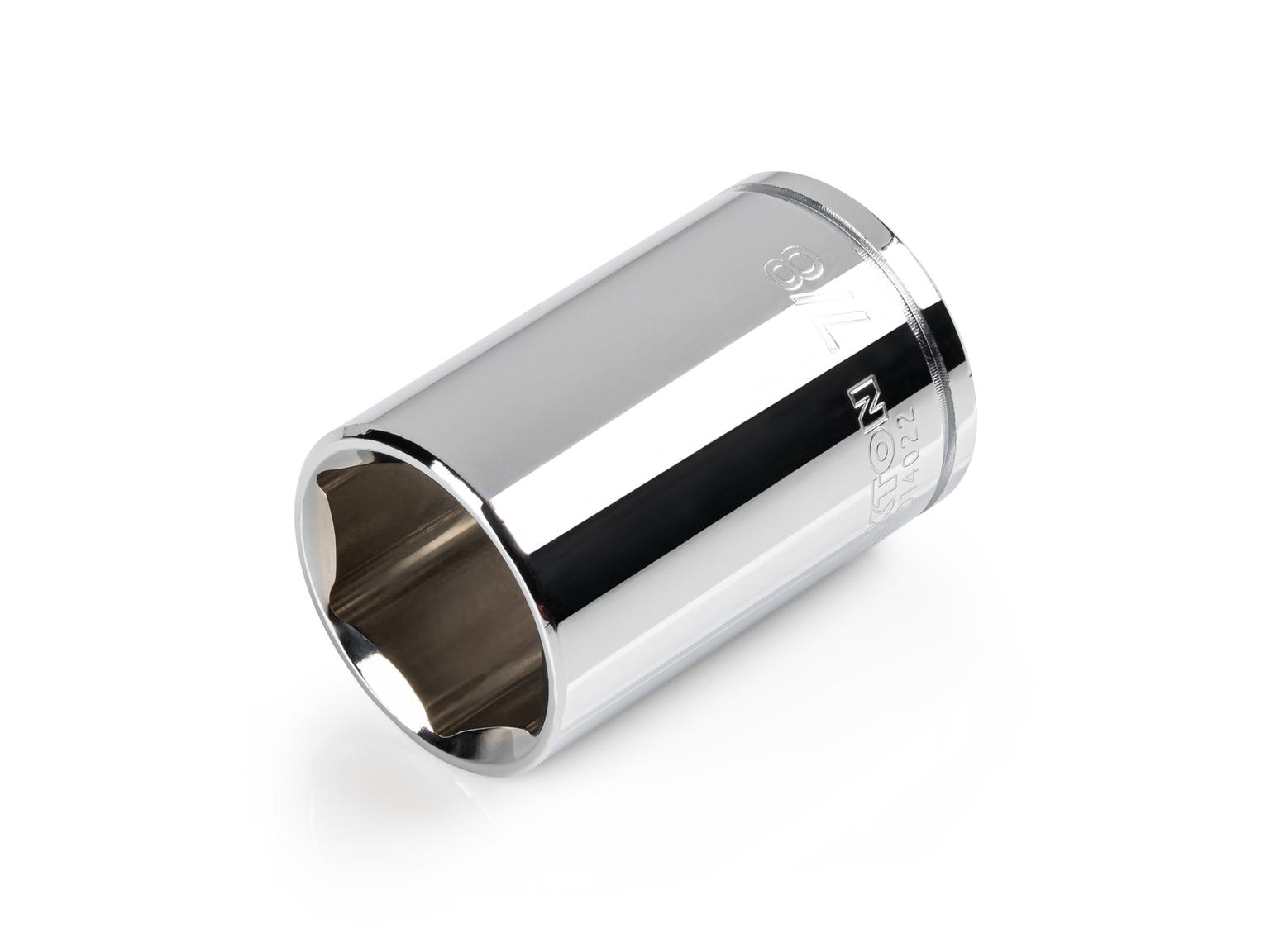 Front-right angle view of Tekton 7/8 inch hand drive 6-point socket. Item #SHD14022