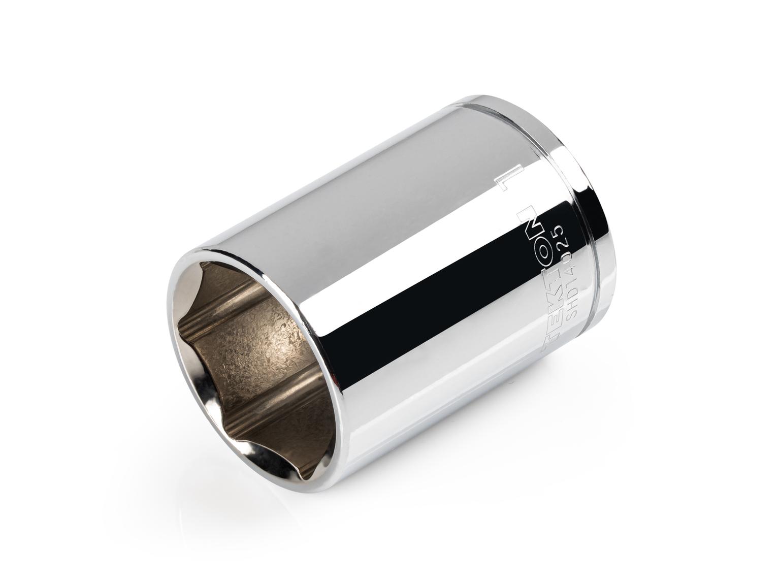 Front-right angle view of Tekton 1 inch hand drive 6-point socket. Item #SHD14025