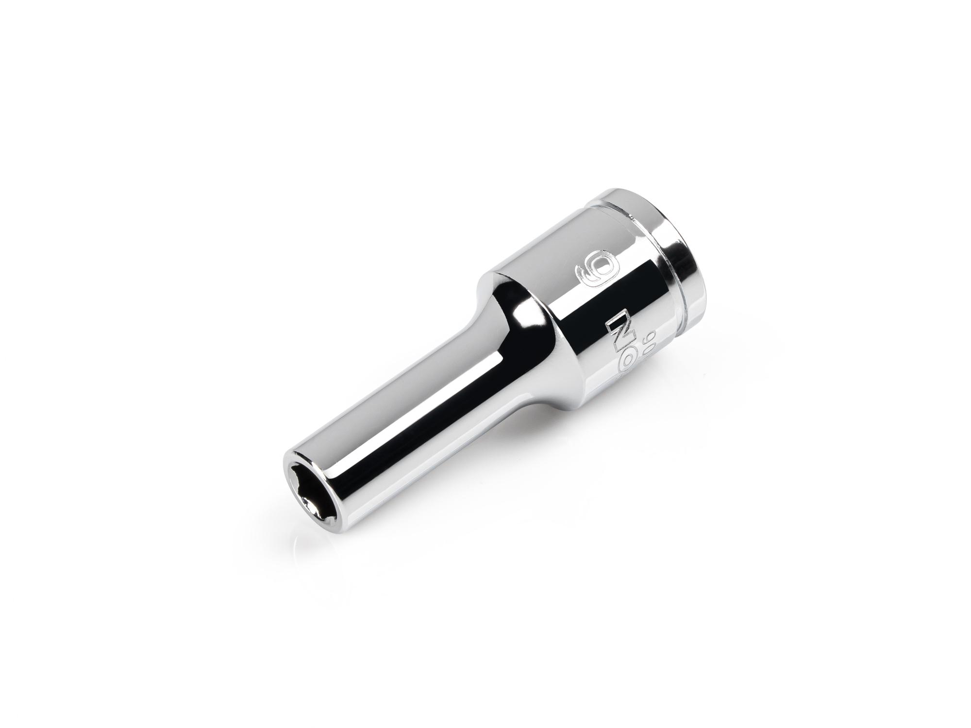 Front-right angle view of Tekton hand drive 6-point socket. Item #SHD14106