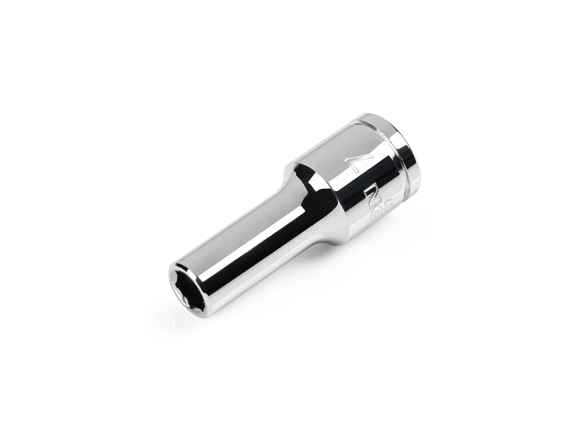 Front-right angle view of Tekton hand drive 6-point socket. Item #SHD14107