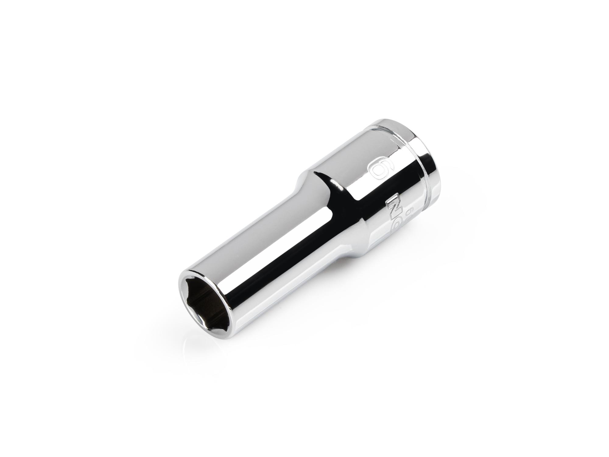 Front-right angle view of Tekton hand drive 6-point socket. Item #SHD14109