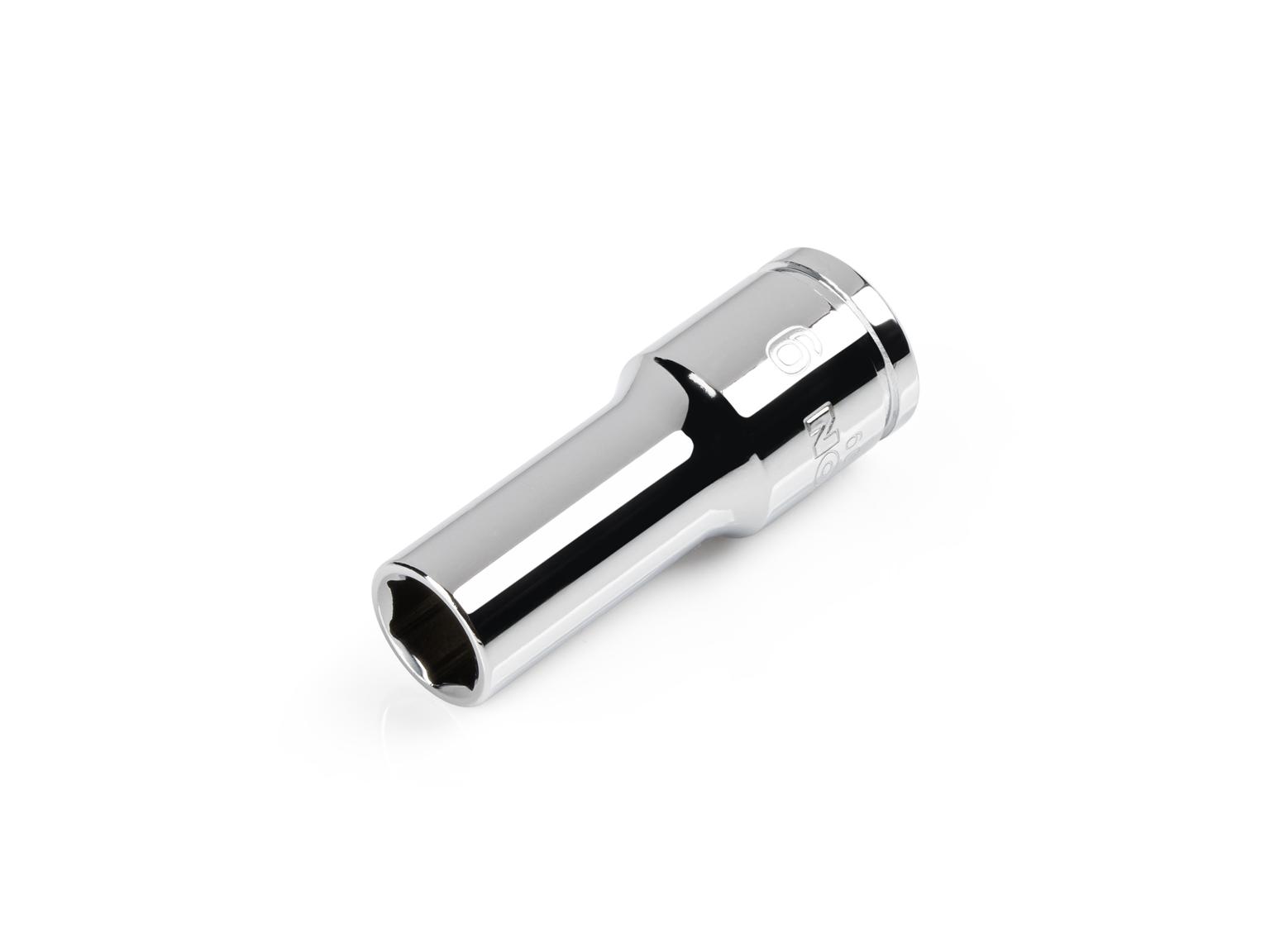 Front-right angle view of Tekton 9 millimeter hand drive 6-point socket. Item #SHD14109